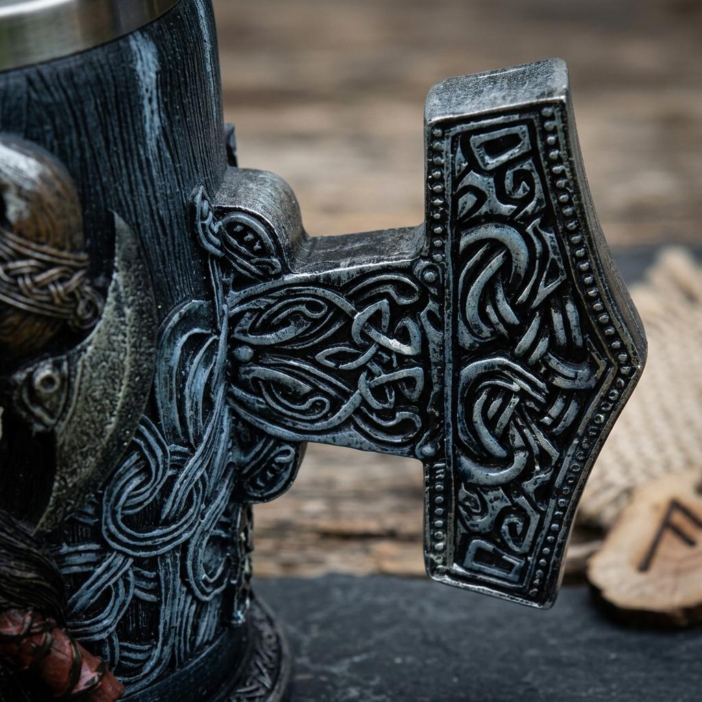 Viking Mug - Ivar the Bloodthirsty Viking Mug, 600ml Stainless Steel Beer Stein, Norse Warrior Cup