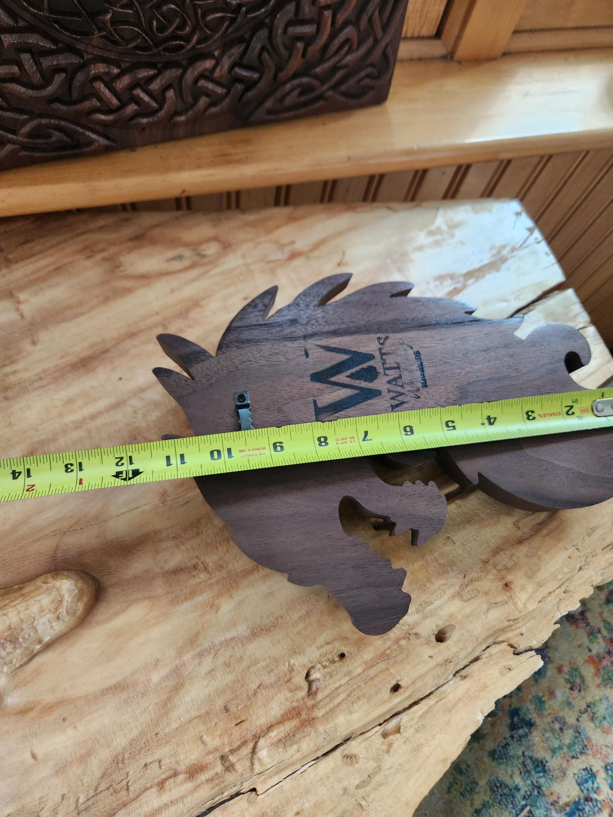 Viking Home Decor - Black Walnut Celtic Dragon Wood Carving – Norse Viking Wall Art