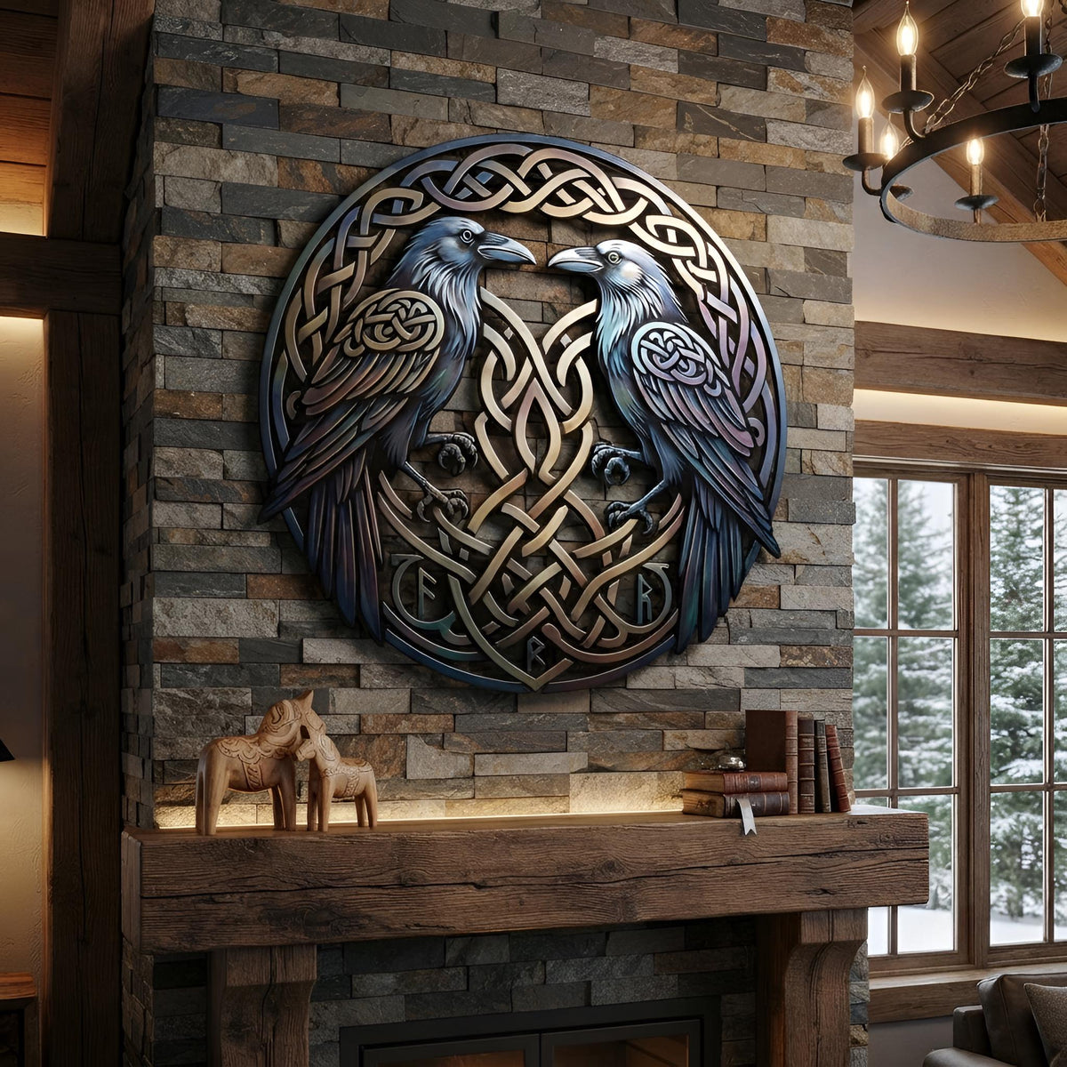 Viking Raven Blanket - Viking Longship Tapestry Wall Hanging Norse Raven Fjord Wall Art Large Wall