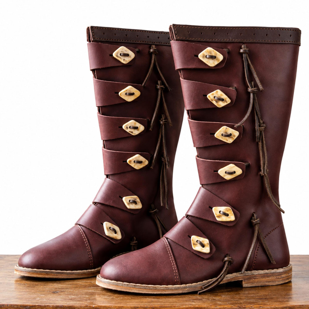 Viking Boots - Medieval Knee High Leather Boots – Renaissance Boots, LARP Footwear, Viking Boots