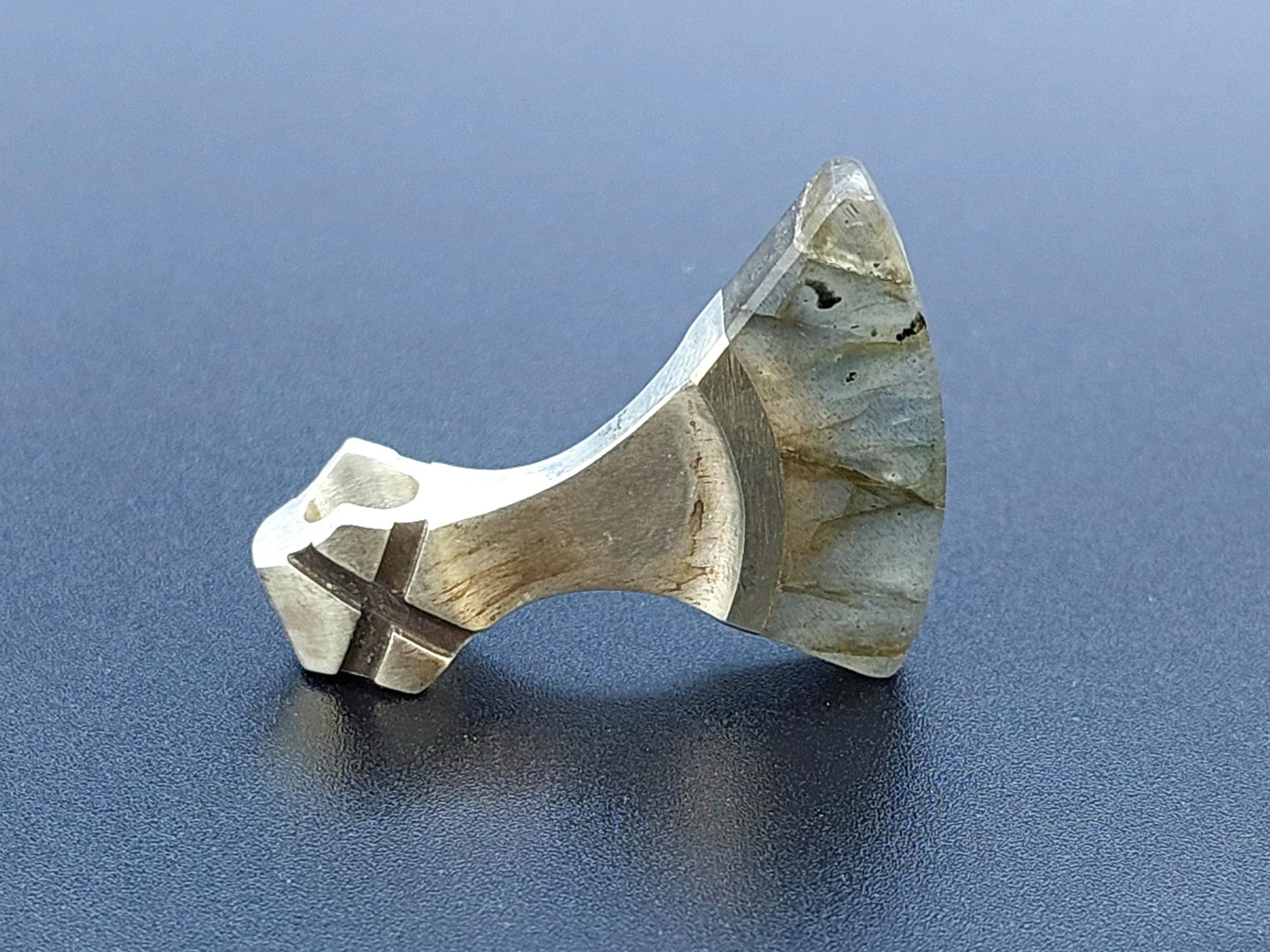 Viking Necklace - Labradorite Viking Axe Pendant, Norse Axe Necklace, Handmade Stone Amulet, Silver