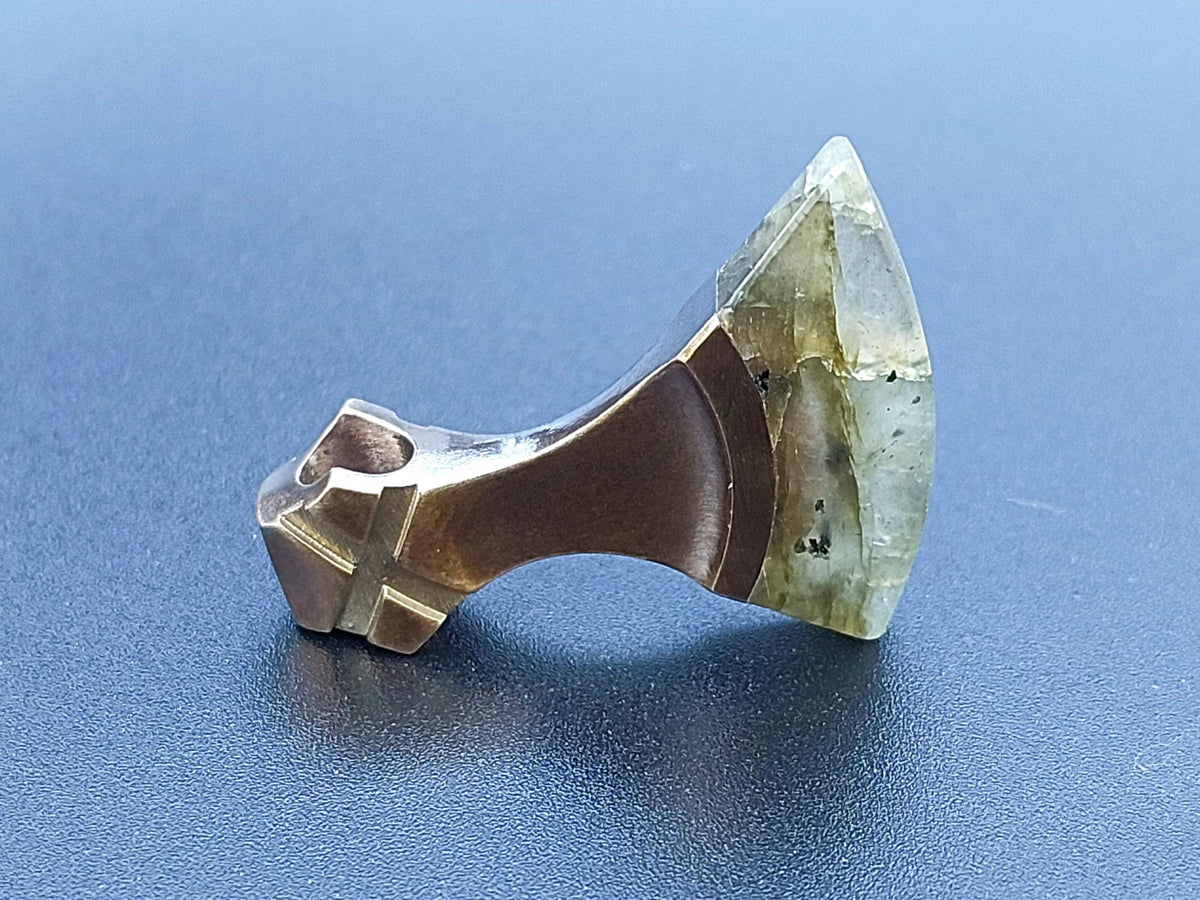 Viking Necklace - Labradorite Viking Axe Pendant, Norse Axe Necklace, Handmade Stone Amulet, Silver