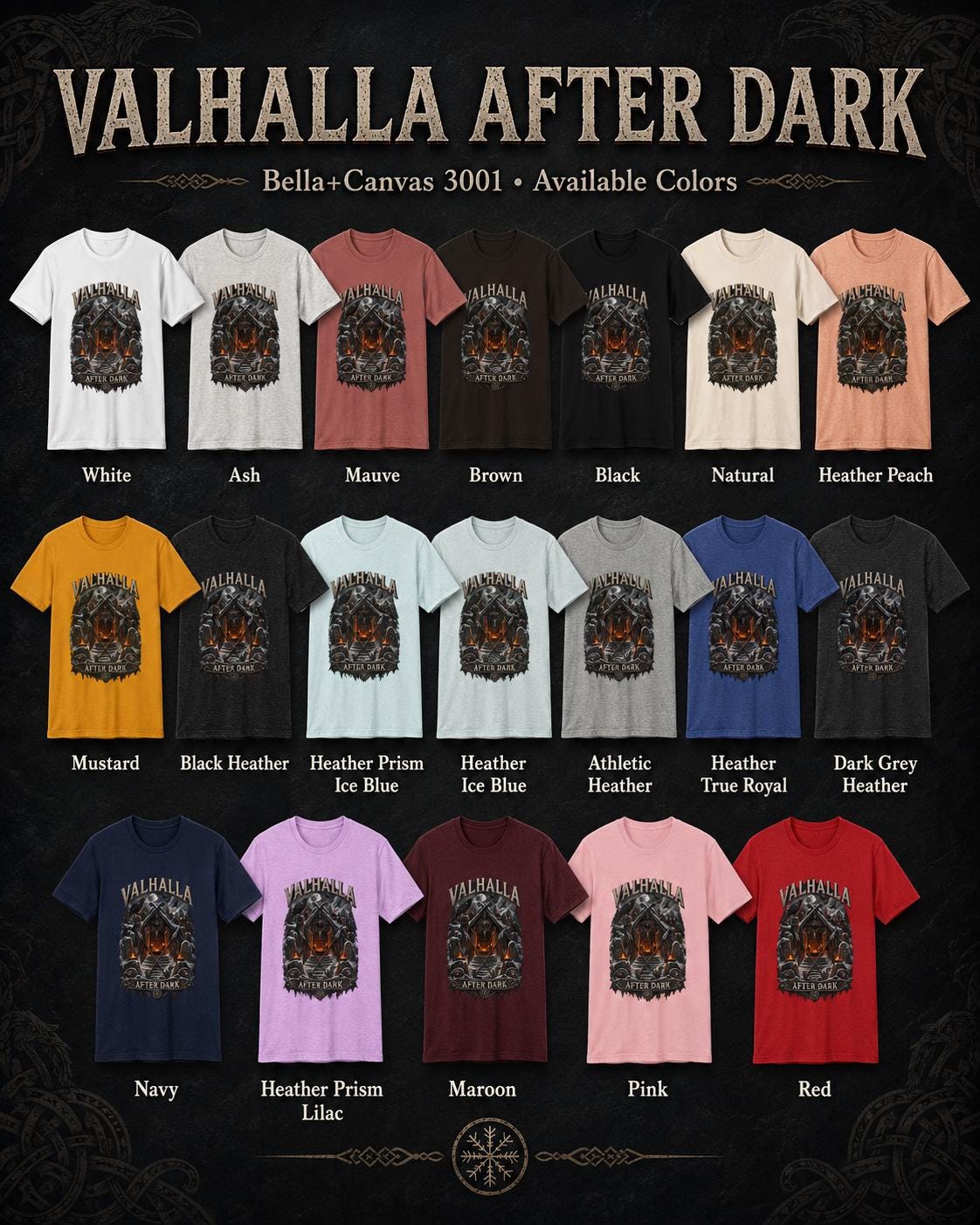 Viking Raven T-Shirt - Valhalla After Dark Viking Shirt, Norse Mythology T-Shirt, Raven Valhalla