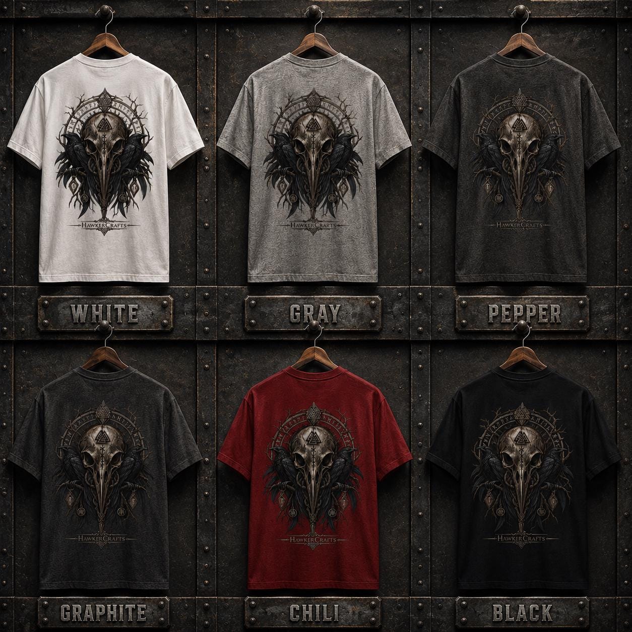 Viking Raven T-Shirt - Raven Skull Viking T-Shirt, Norse Runes Graphic Tee