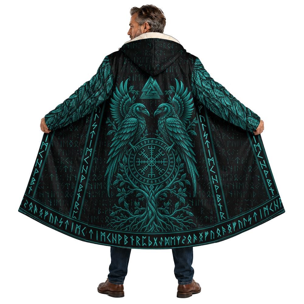 Viking Odin Jacket - Odin Raven Cloak, Norse Viking Cloak, Huginn Muninn Raven Cloak, Nordic