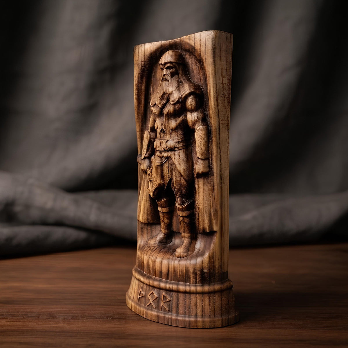 Viking Thor's Hammer Home Decor - Thor Wooden Idol, Thunder God Figurine, Norse Pagan Altar Decor