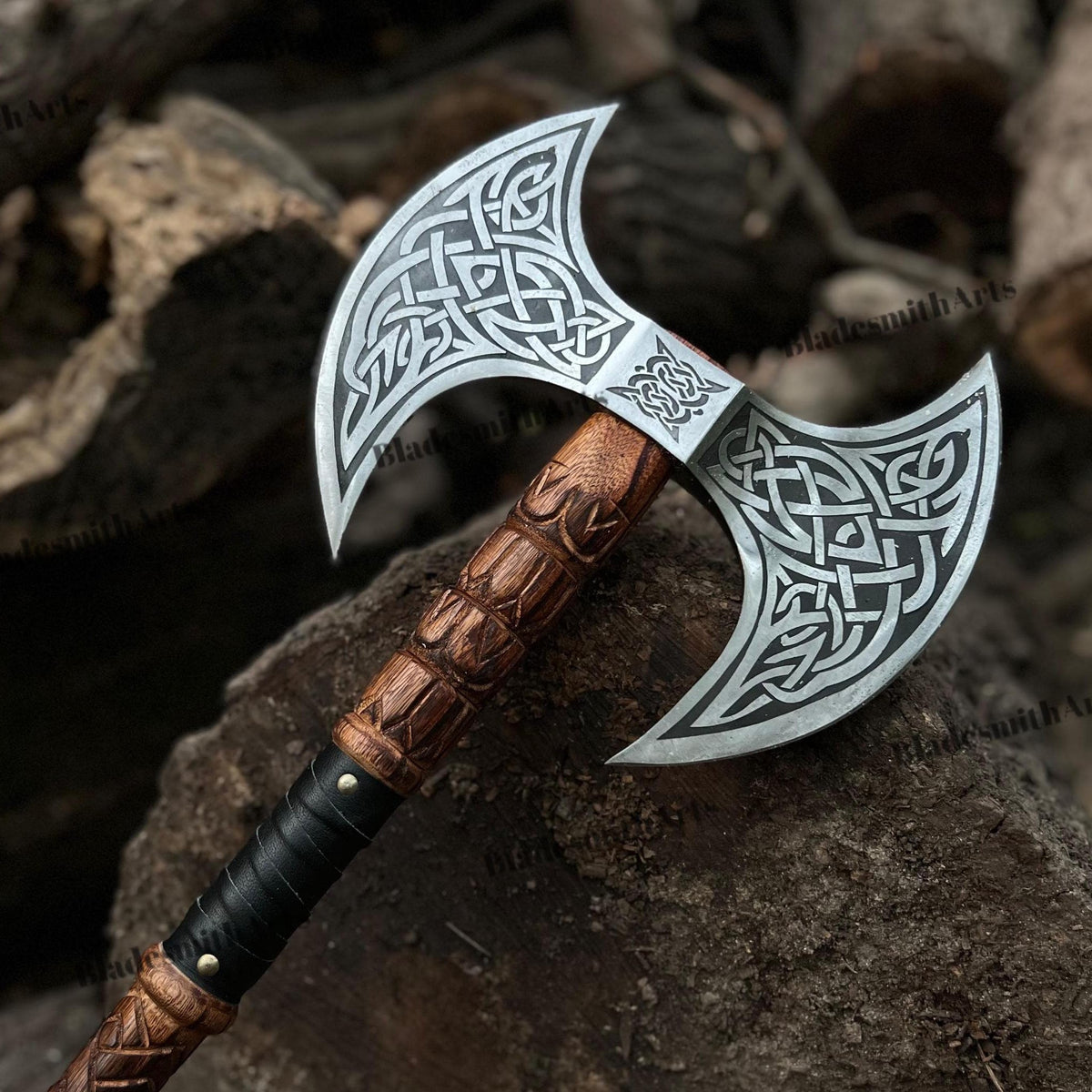 Viking Wolf Weapon Replica - Handmade Viking Raven Axe, Wolf Axe, Norse Hatchet, Medieval Axe
