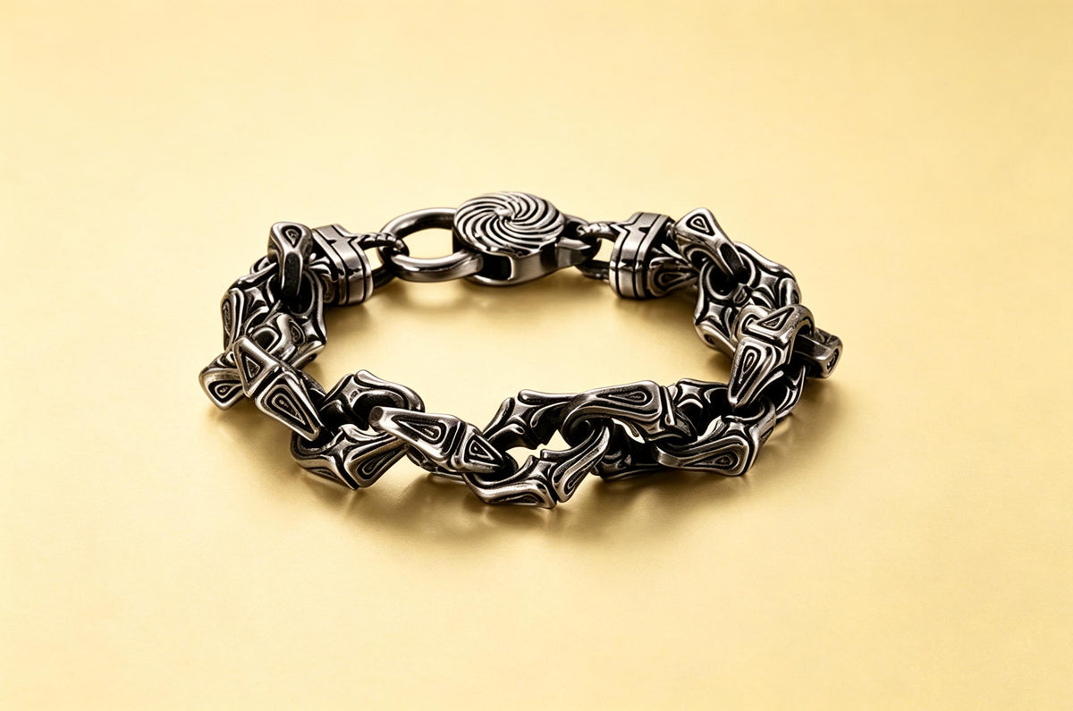 Viking Rune Bracelet - Nordic Viking Vintage Compass Leather Bracelet, Titanium Steel Viking Rune