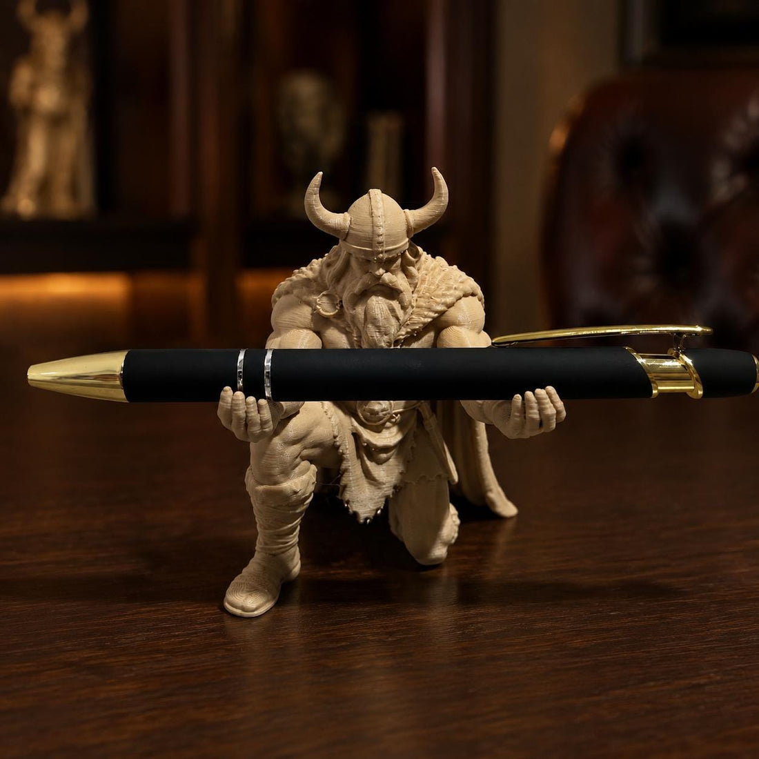 Viking Home Decor - Legends Viking pen holder 3.75 Inch Tall statue desk accessory for home and