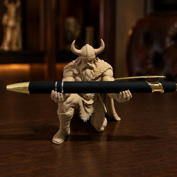 Viking Home Decor - Legends Viking pen holder 3.75 Inch Tall statue desk accessory for home and