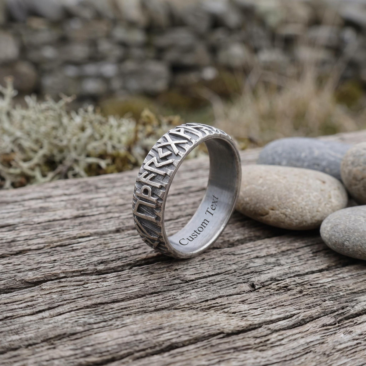 Viking Necklace - Mens Necklace Personalized 3mm Foxtail Chain Oxidized Sterling Silver Viking