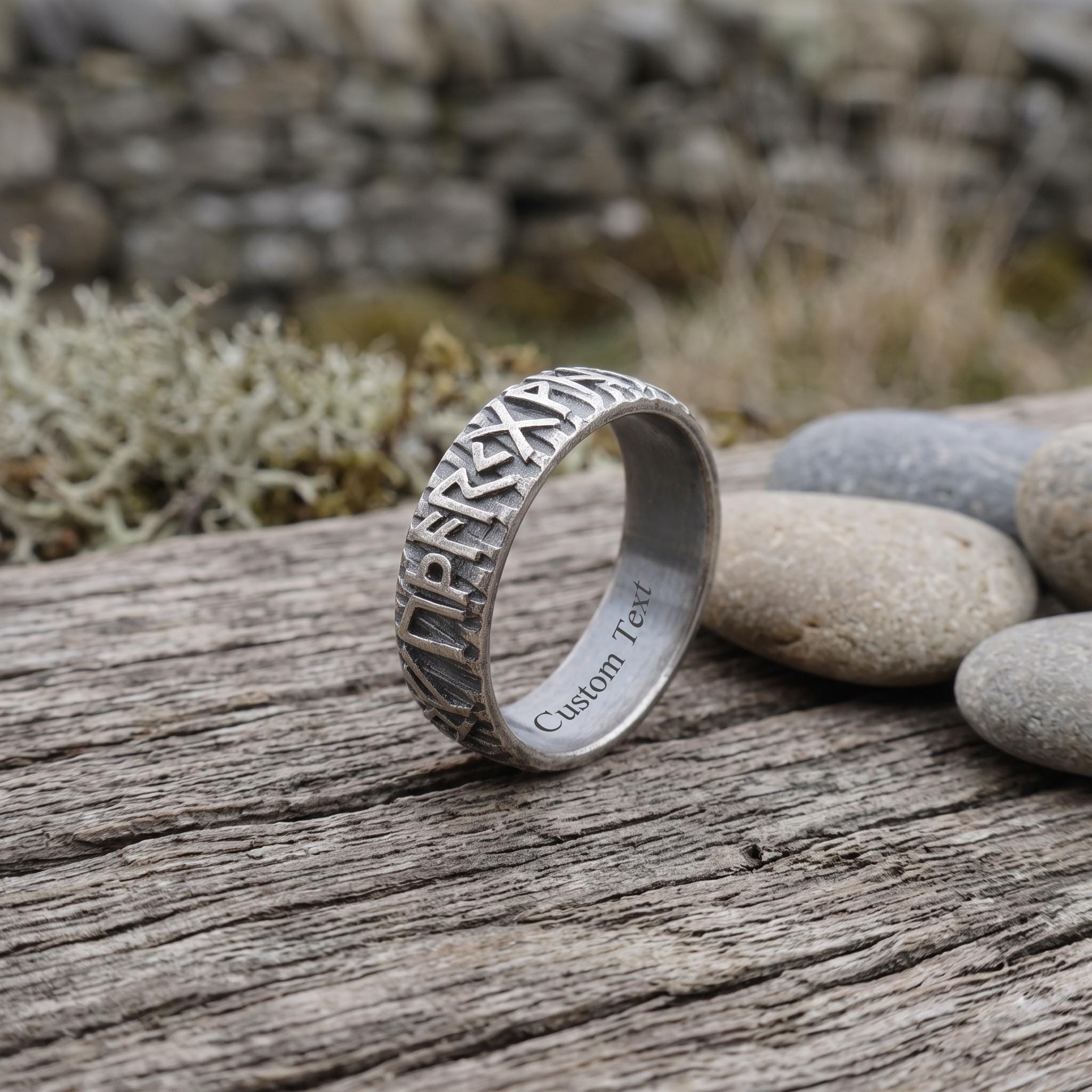 Viking Necklace - Mens Necklace Personalized 3mm Foxtail Chain Oxidized Sterling Silver Viking