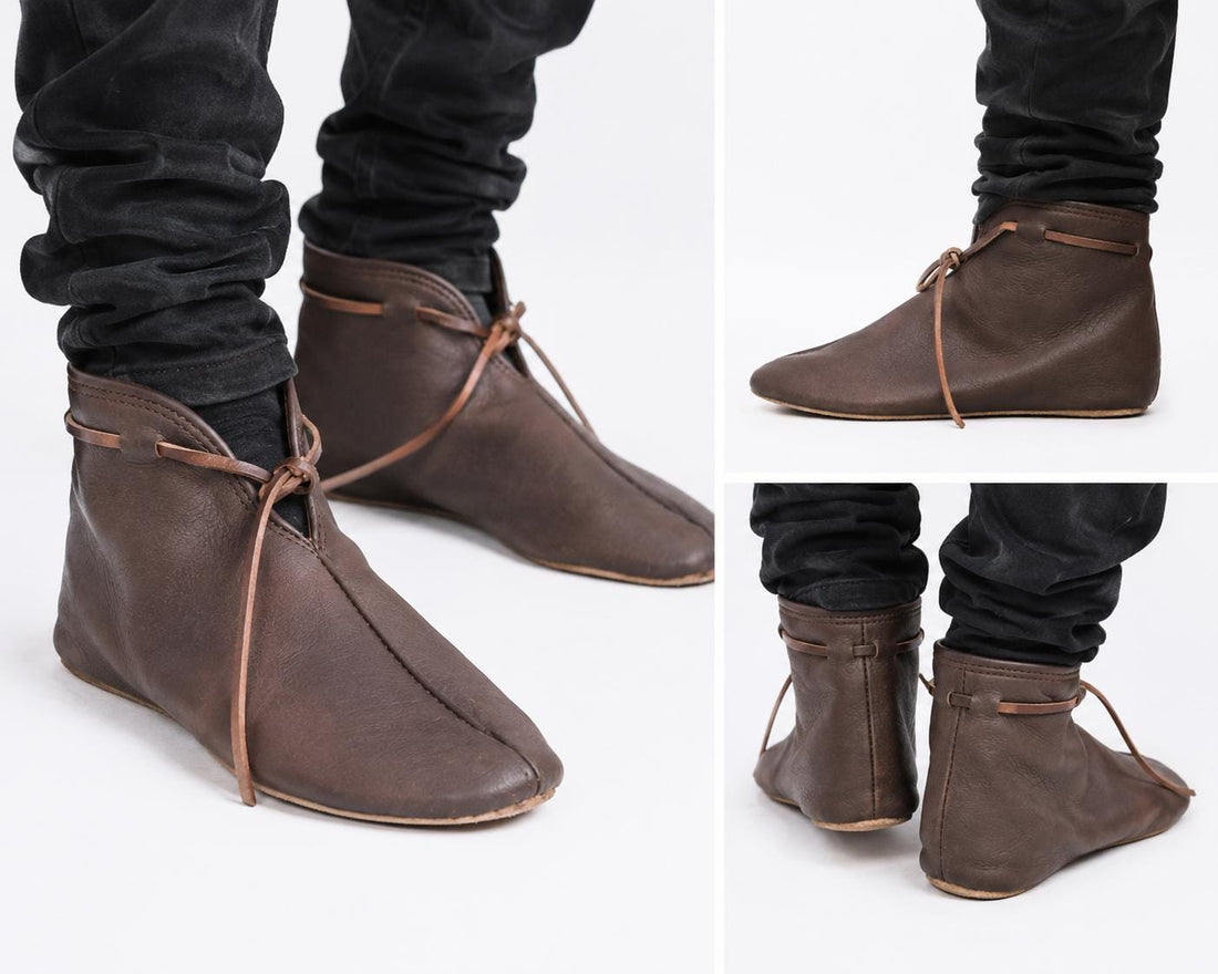 Viking Boots - Handmade Leather Turn Shoes, Viking Medieval Ankle Boots, Historical Reenactment