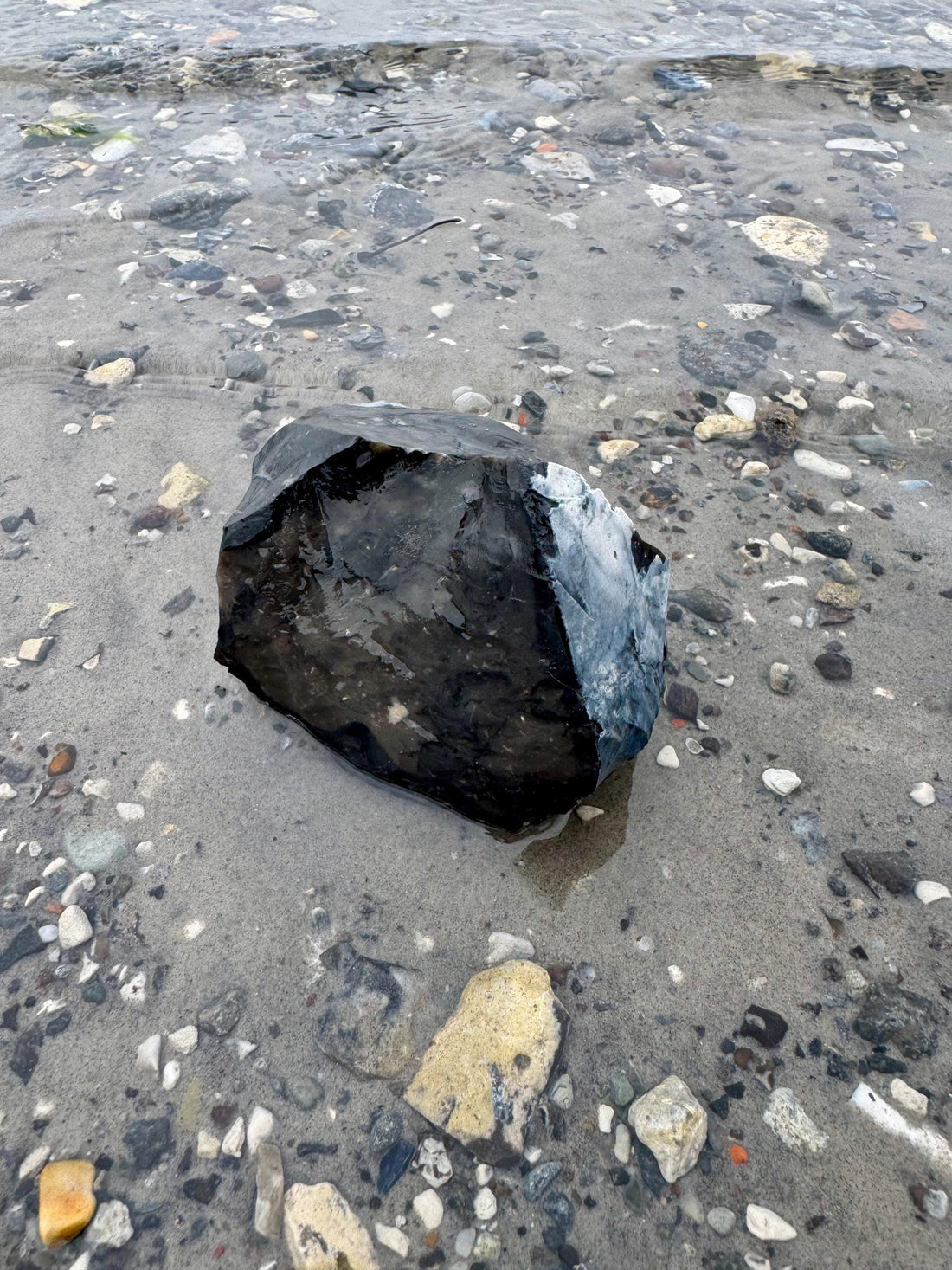 Viking Home Decor - Large Raw Black Baltic Flint Stone, Aquascape Centerpiece, Viking History