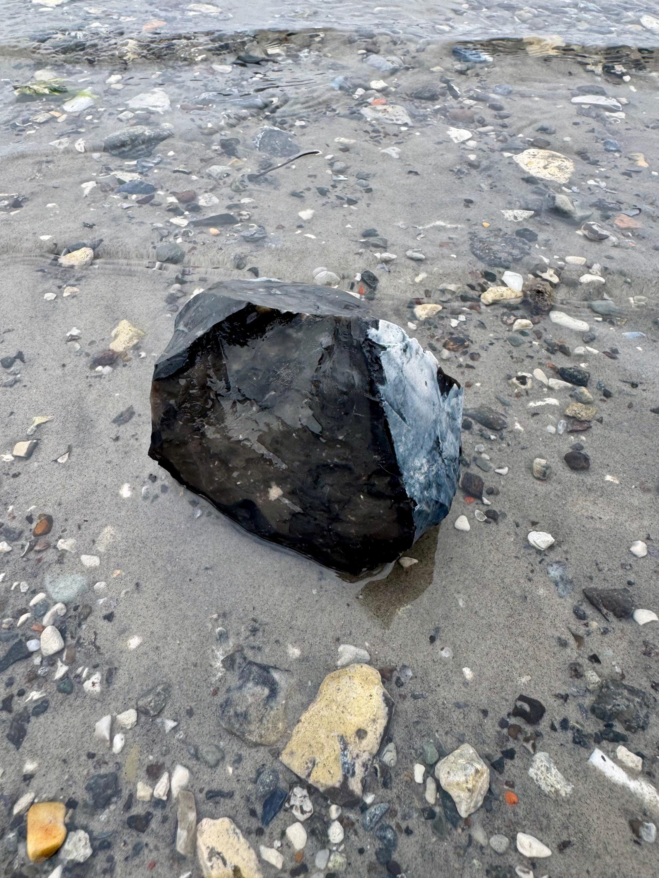 Viking Home Decor - Large Raw Black Baltic Flint Stone, Aquascape Centerpiece, Viking History
