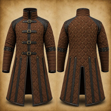 Viking Costume & LARP - Medieval Viking Gambeson with Leather Reinforcement for Ren Faire