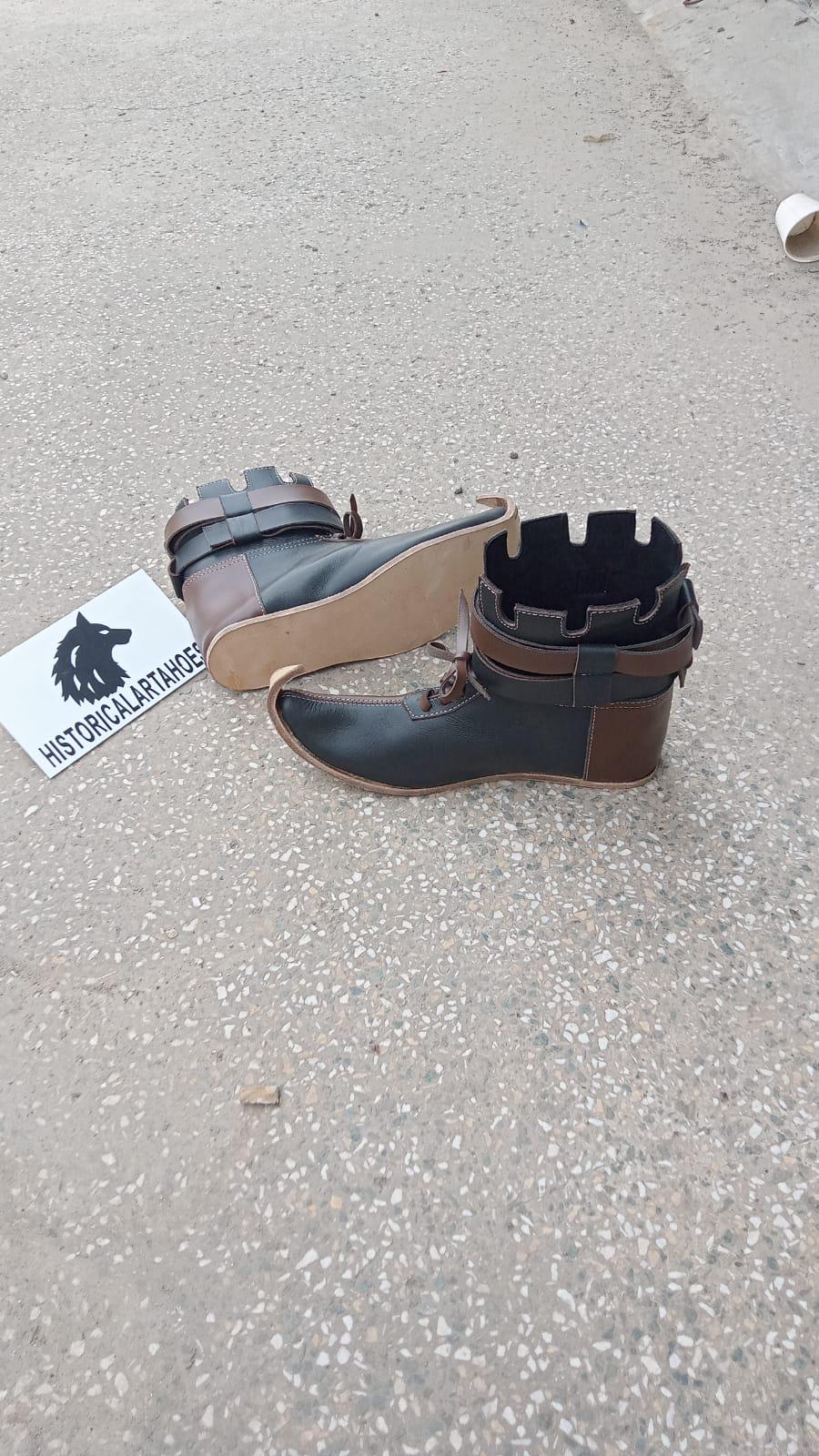 Viking Boots - Handmade Leather Viking Boots, Medieval Ankle Boots, LARP Cosplay Shoes
