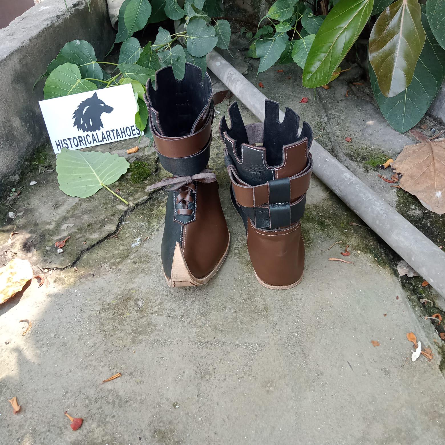 Viking Boots - Handmade Leather Viking Boots, Medieval Ankle Boots, LARP Cosplay Shoes