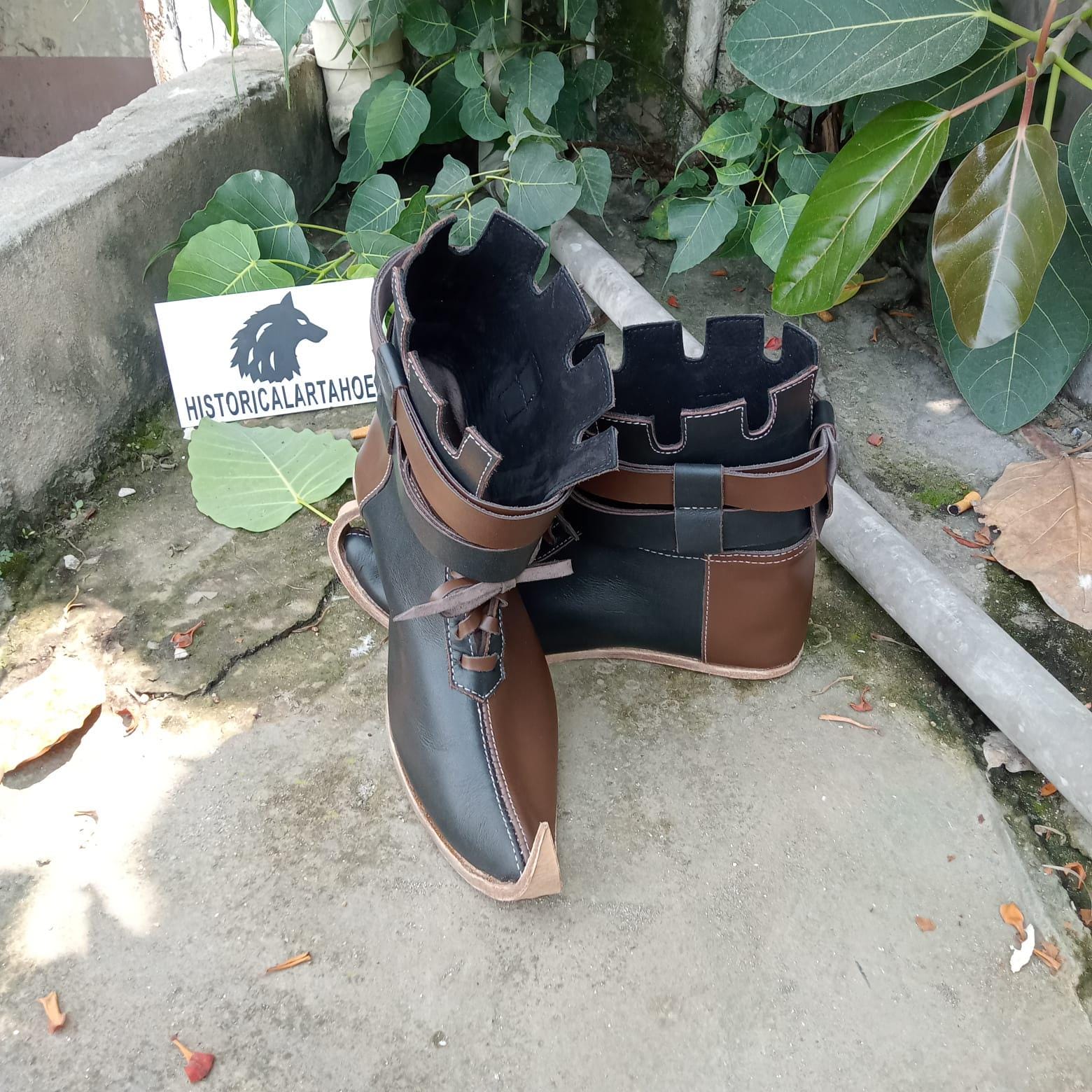 Viking Boots - Handmade Leather Viking Boots, Medieval Ankle Boots, LARP Cosplay Shoes