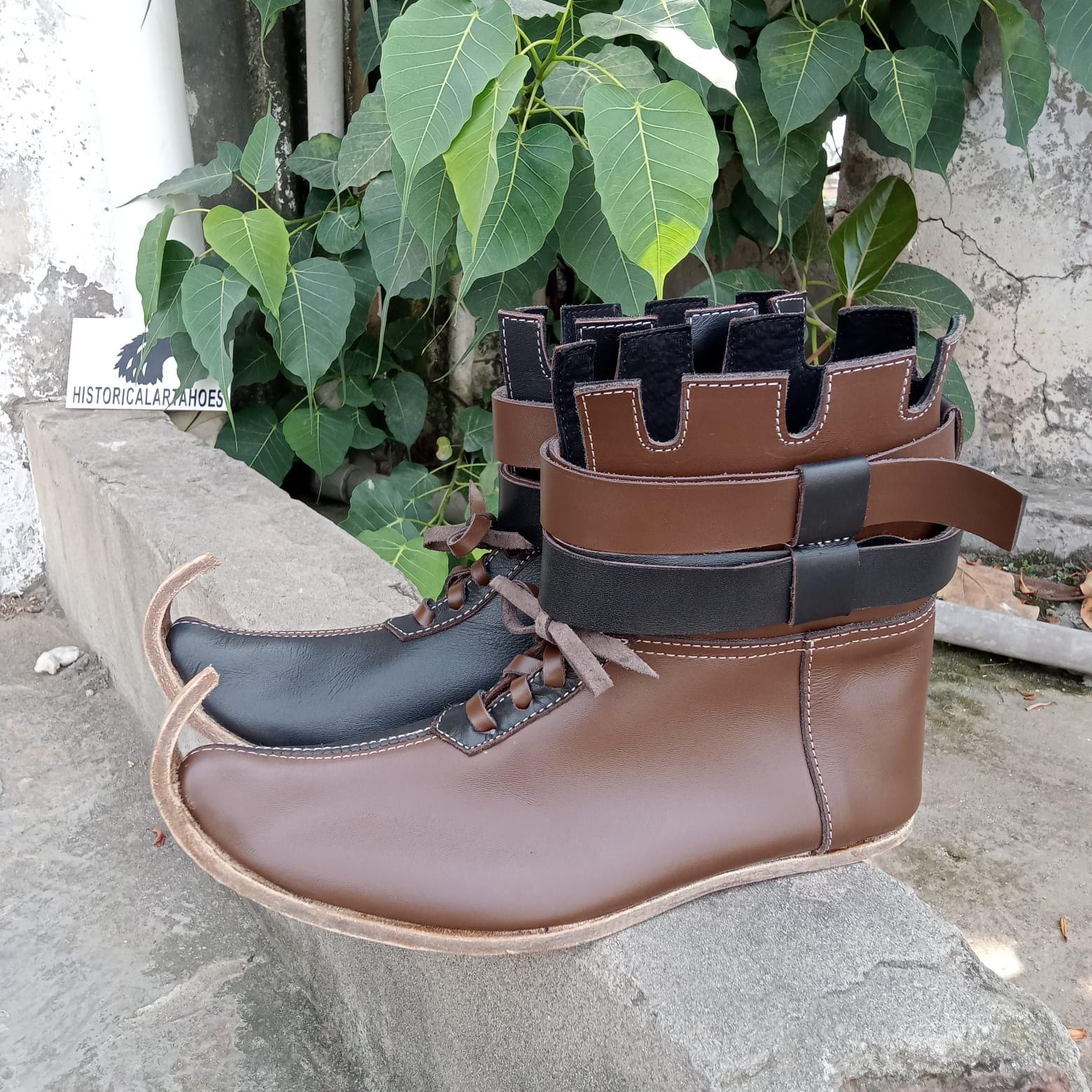 Viking Boots - Handmade Leather Viking Boots, Medieval Ankle Boots, LARP Cosplay Shoes