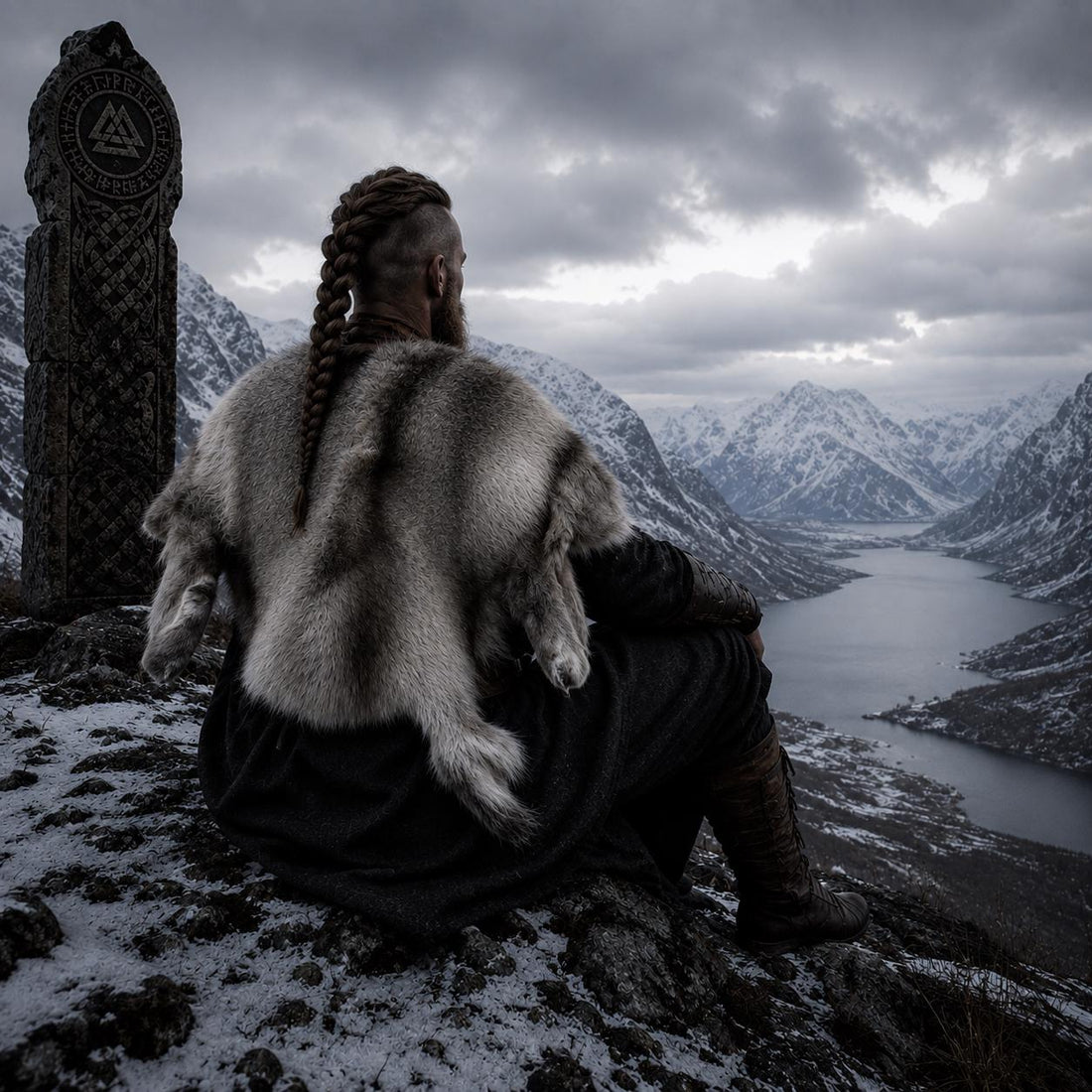 Viking Jacket - Viking Reindeer Fur Cloak XL – Real Reindeer Fur Cape – Metal Brooch – Nordic