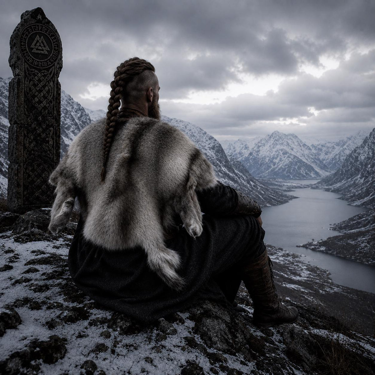 Viking Jacket - Viking Reindeer Fur Cloak XL – Real Reindeer Fur Cape – Metal Brooch – Nordic
