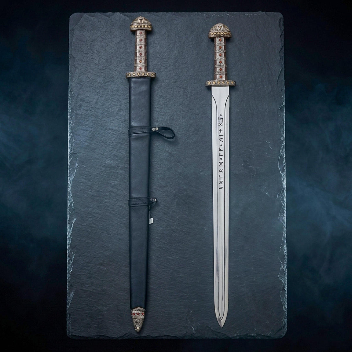 Viking Weapon Replica - Hand Forged Northmen Damascus Sword Replica, Authentic Viking Inspired
