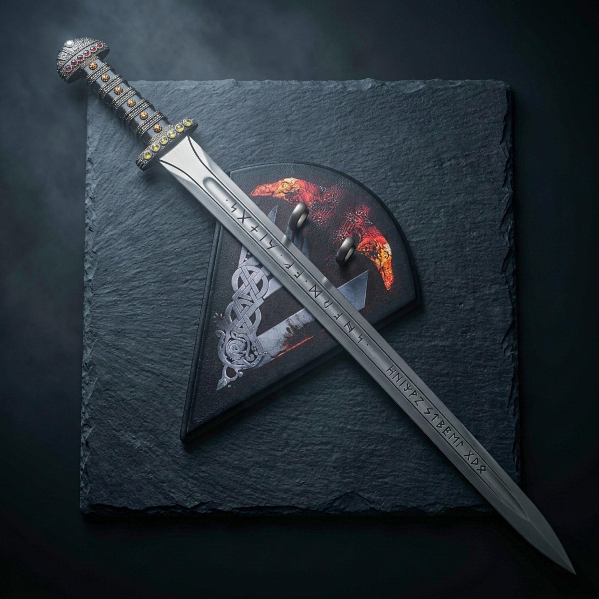 Viking Weapon Replica - Hand Forged Northmen Damascus Sword Replica, Authentic Viking Inspired