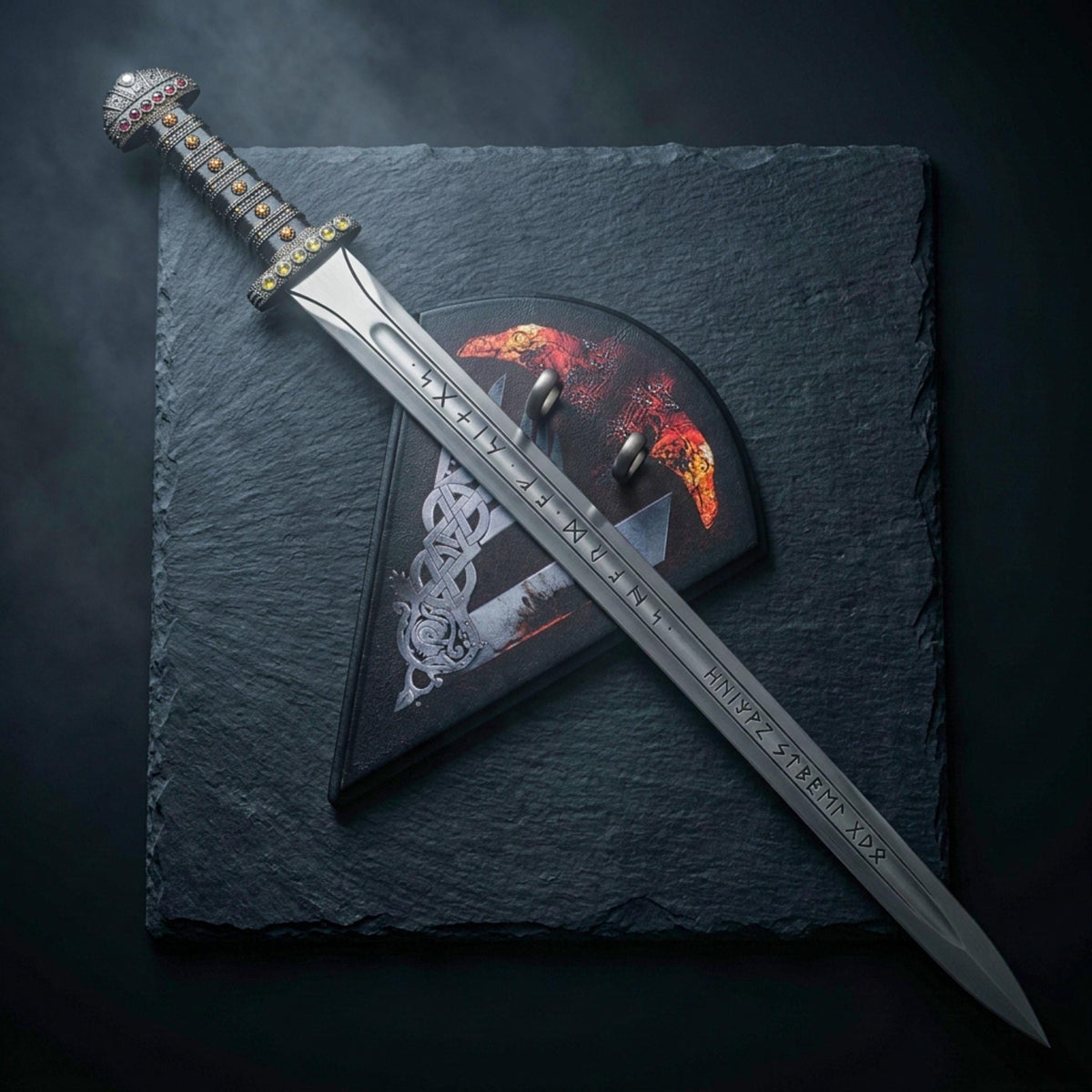 Viking Weapon Replica - Hand Forged Northmen Damascus Sword Replica, Authentic Viking Inspired