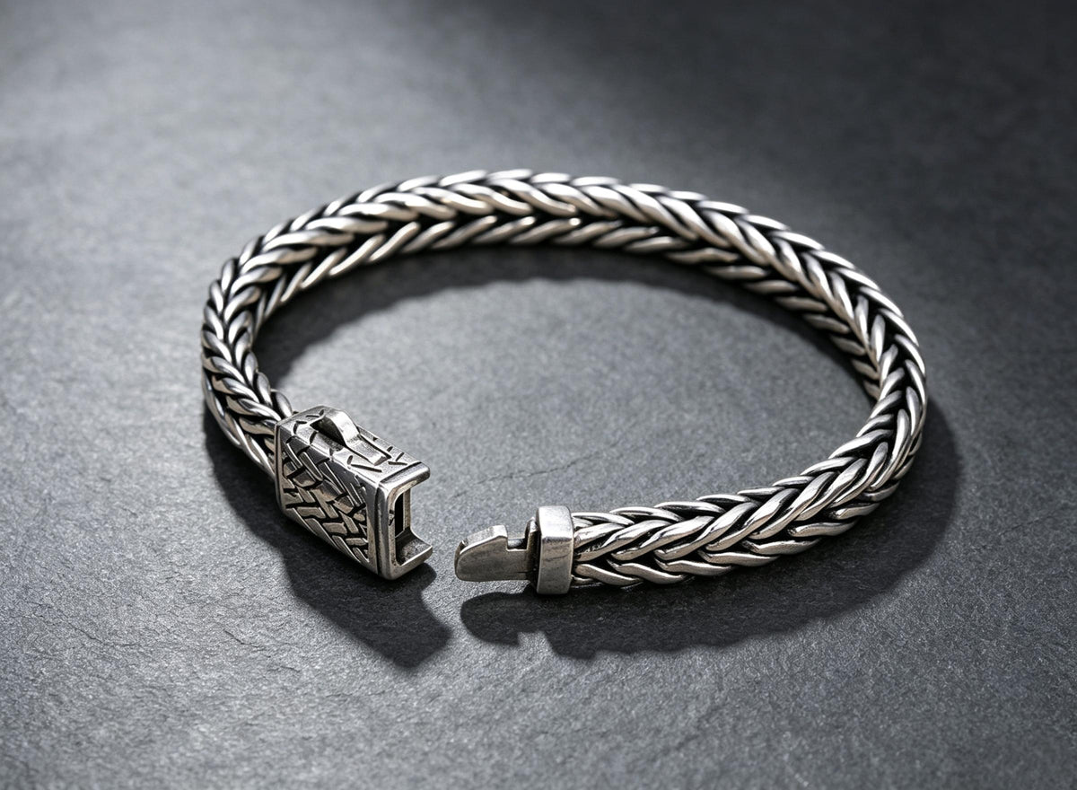 Viking Odin Necklace - Heavy Odin Wolves Viking Bangle Bracelet - 925 Sterling Silver Nordic Amulet