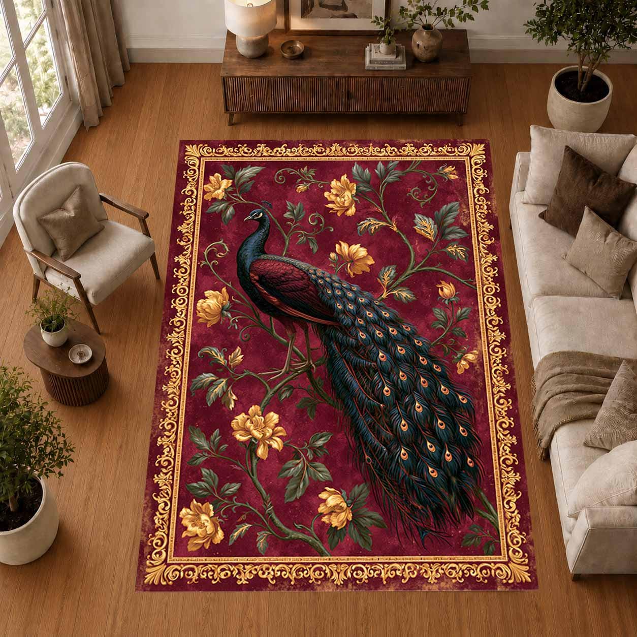 Viking Valknut Rug - Black Gold Norse Raven Viking Area Rug, Open Book Valknut Carpet, Celtic Knot