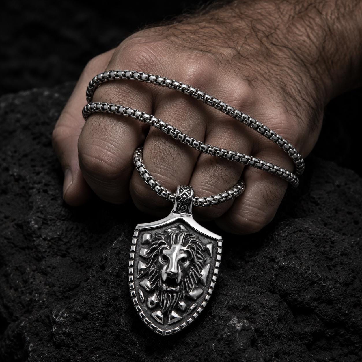 Viking Wolf Necklace - Men's Titanium Steel Viking Wolf Axe Pendant Necklace, Norse Mythology