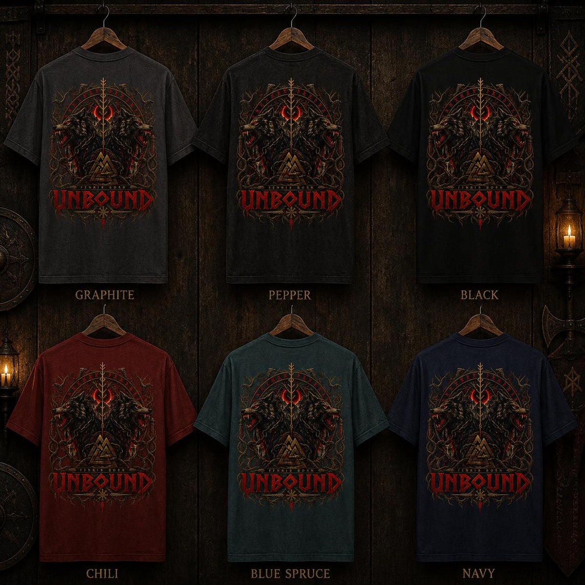 Viking Wolf T-Shirt - Fenrir Unbound Viking Shirt, Norse Wolf T-Shirt, Nordic Mythology Tee
