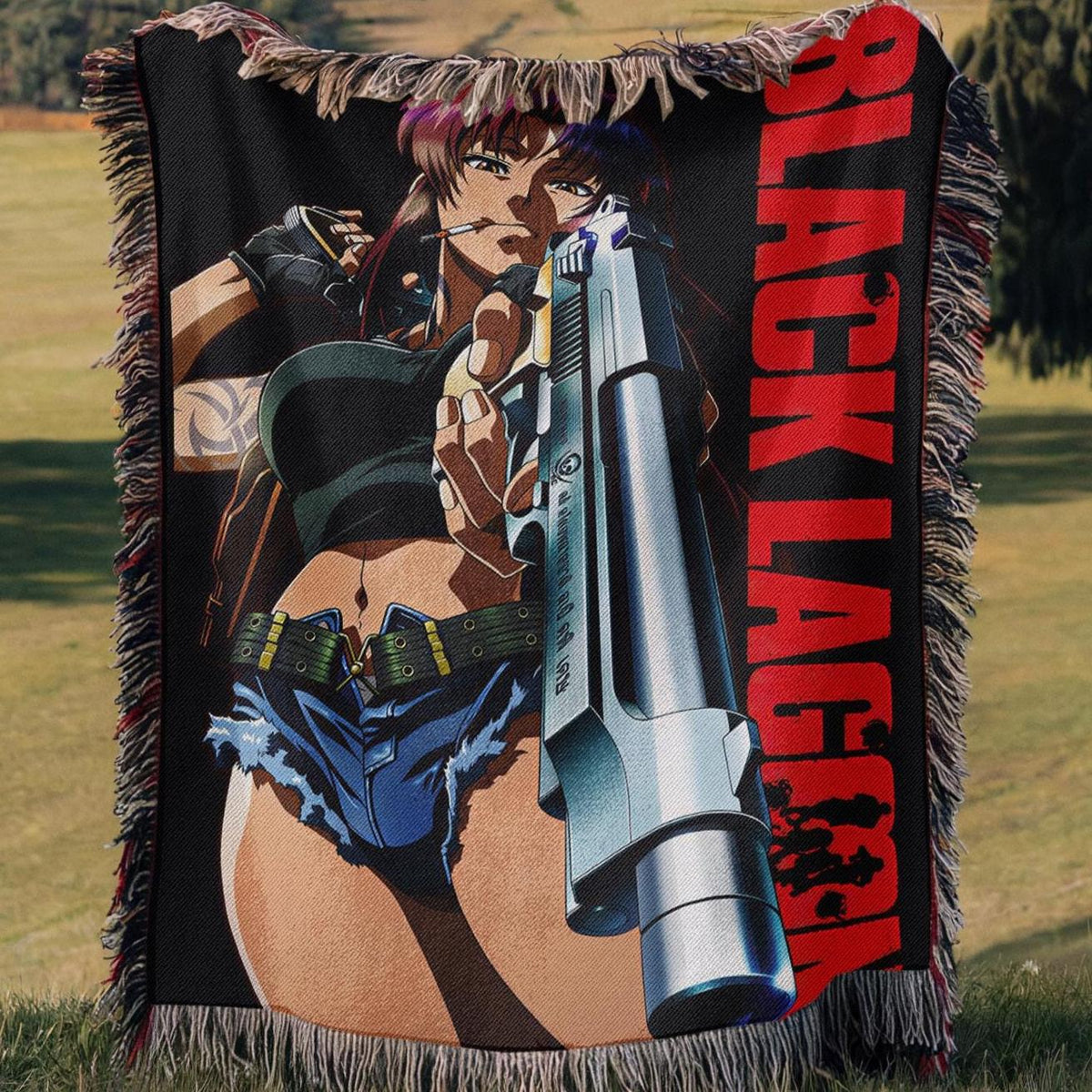 Viking Thor's Hammer Blanket - Viking Longship Woven Blanket, Medieval Norse Mythology Tapestry