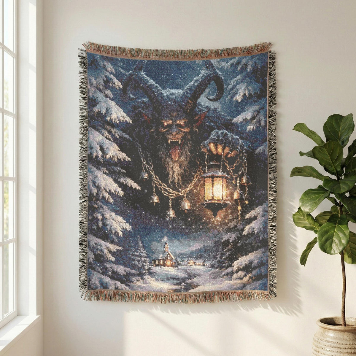 Viking Longship Blanket - Viking Longship Scene Woven Blanket, Norse Ships Aurora Tapestry Throw