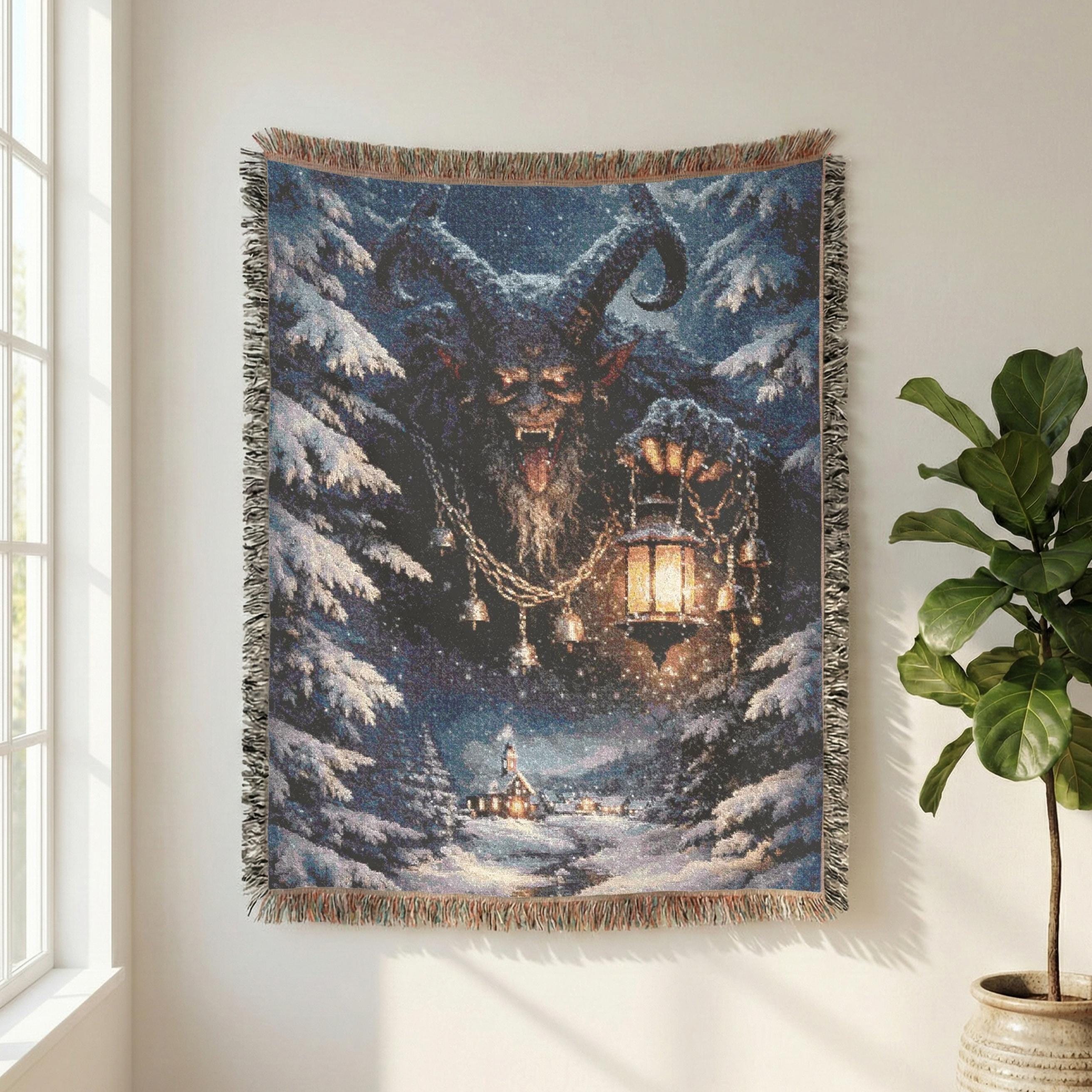 Viking Longship Blanket - Viking Longship Scene Woven Blanket, Norse Ships Aurora Tapestry Throw