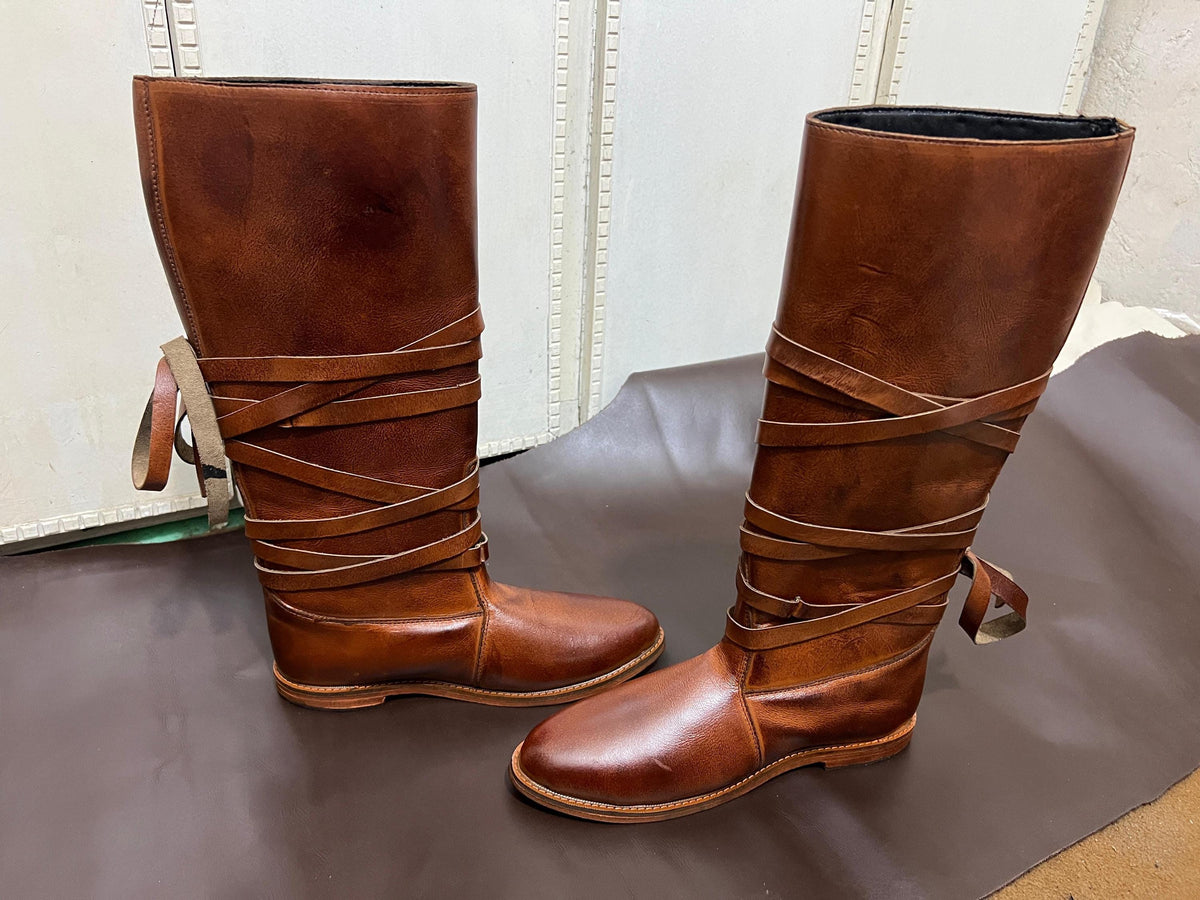 Viking Boots - Handmade Viking Oseberg Leather Boots, Brown Norse Medieval Faire Shoes, LARP Costume