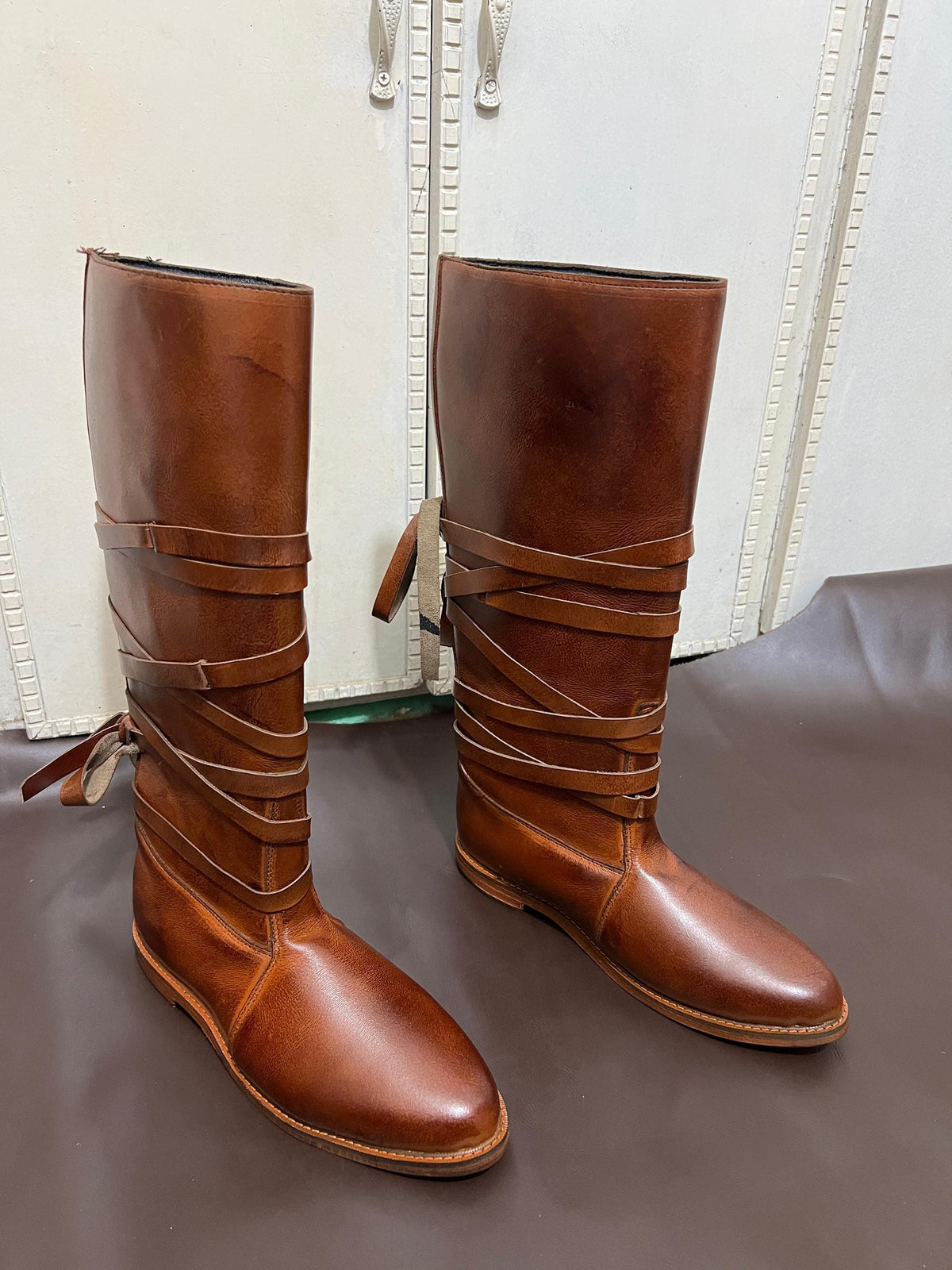 Viking Boots - Handmade Viking Oseberg Leather Boots, Brown Norse Medieval Faire Shoes, LARP Costume