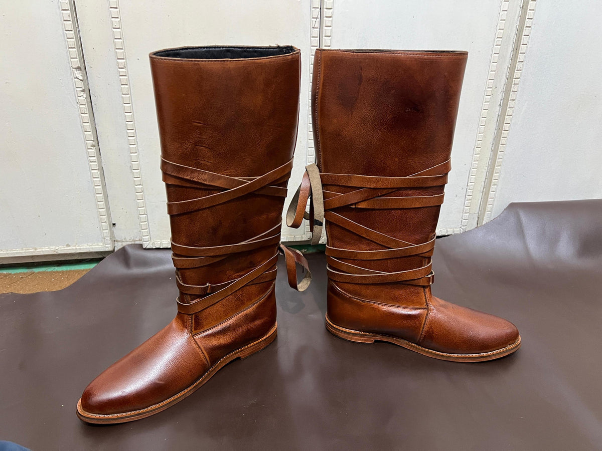Viking Boots - Handmade Viking Oseberg Leather Boots, Brown Norse Medieval Faire Shoes, LARP Costume