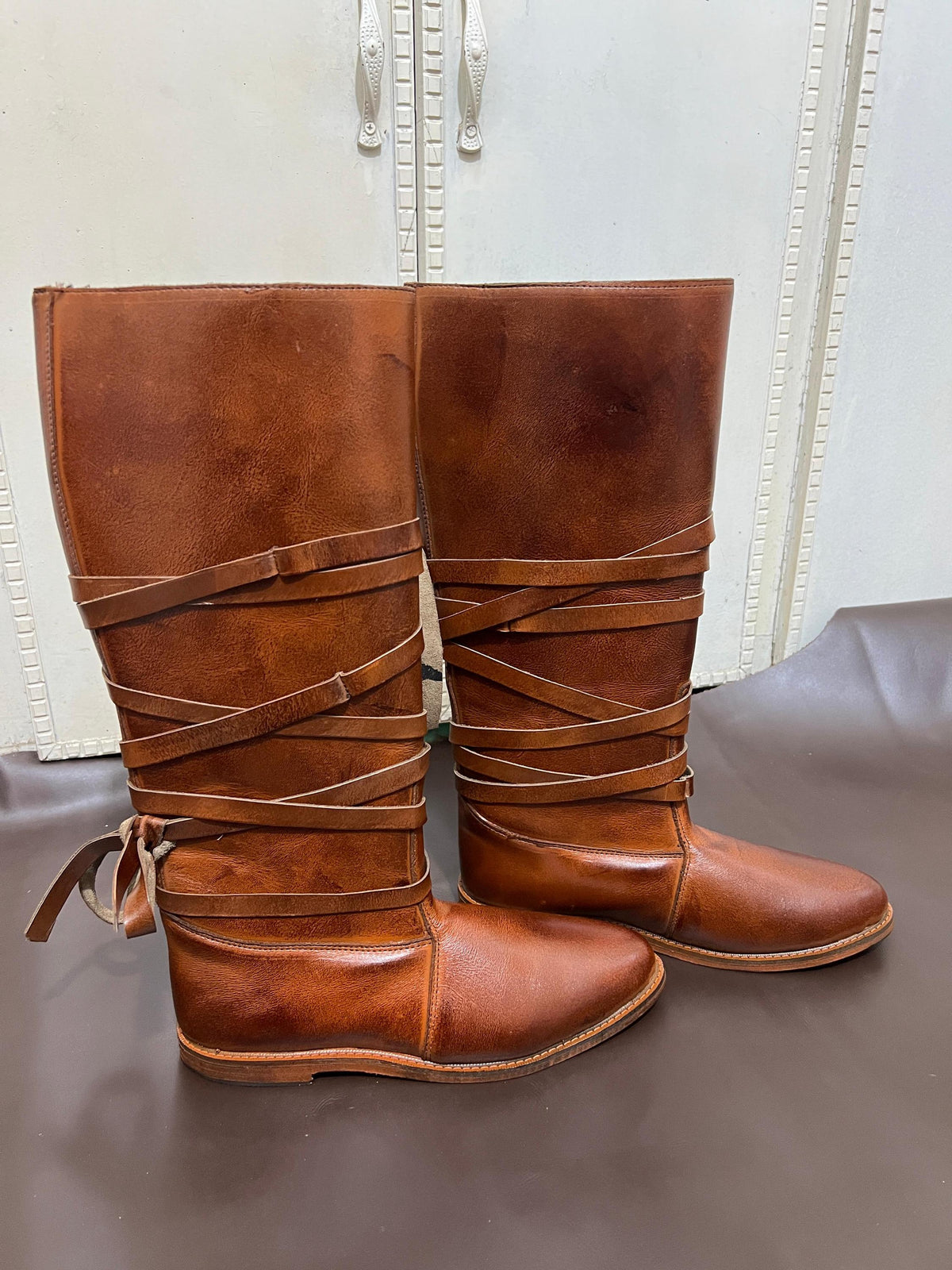 Viking Boots - Handmade Viking Oseberg Leather Boots, Brown Norse Medieval Faire Shoes, LARP Costume