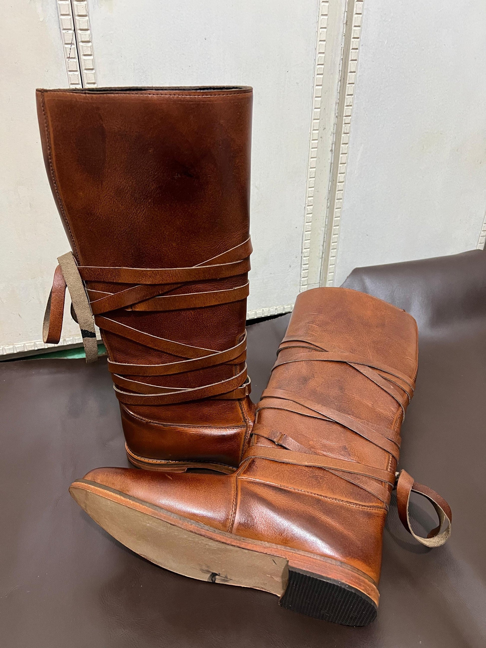 Viking Boots - Handmade Viking Oseberg Leather Boots, Brown Norse Medieval Faire Shoes, LARP Costume