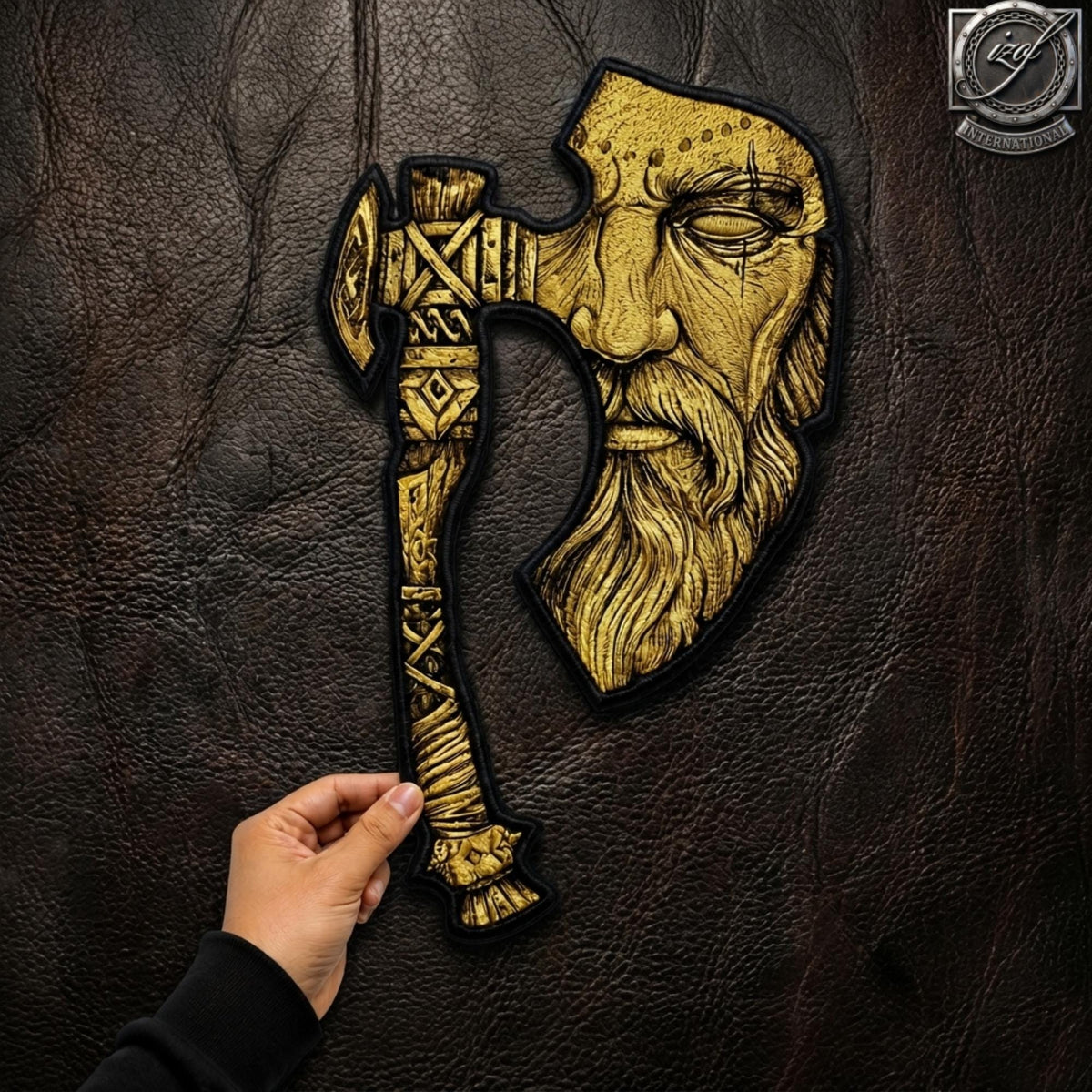 Viking Jacket - Viking Warrior Embroidered Patch, Norse Helmet Back Applique, Gold Black Gothic