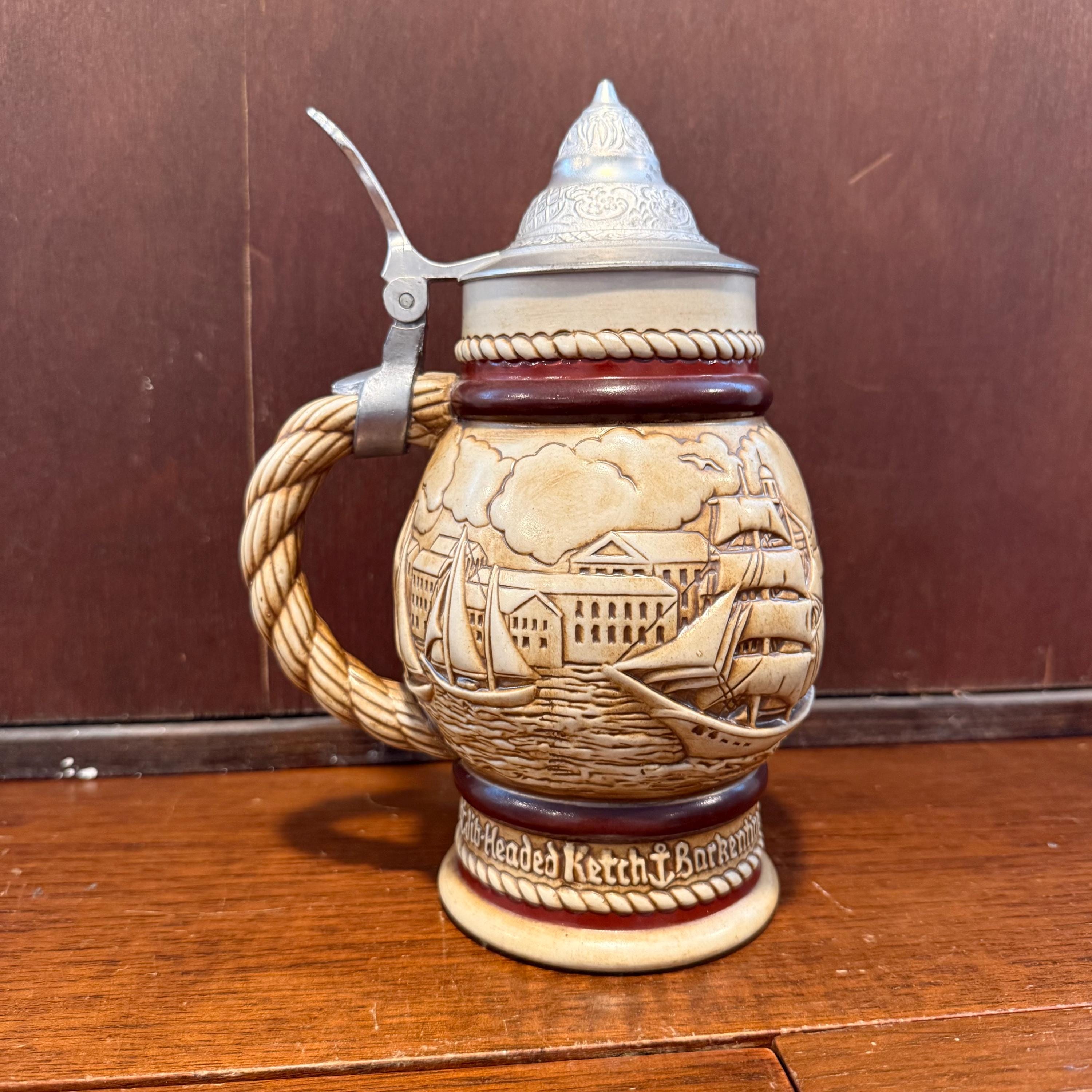 Viking Mug - Vintage Medieval Fantasy Ceramic Beer Stein Wizard Lid Viking Warrior Christmas Gift
