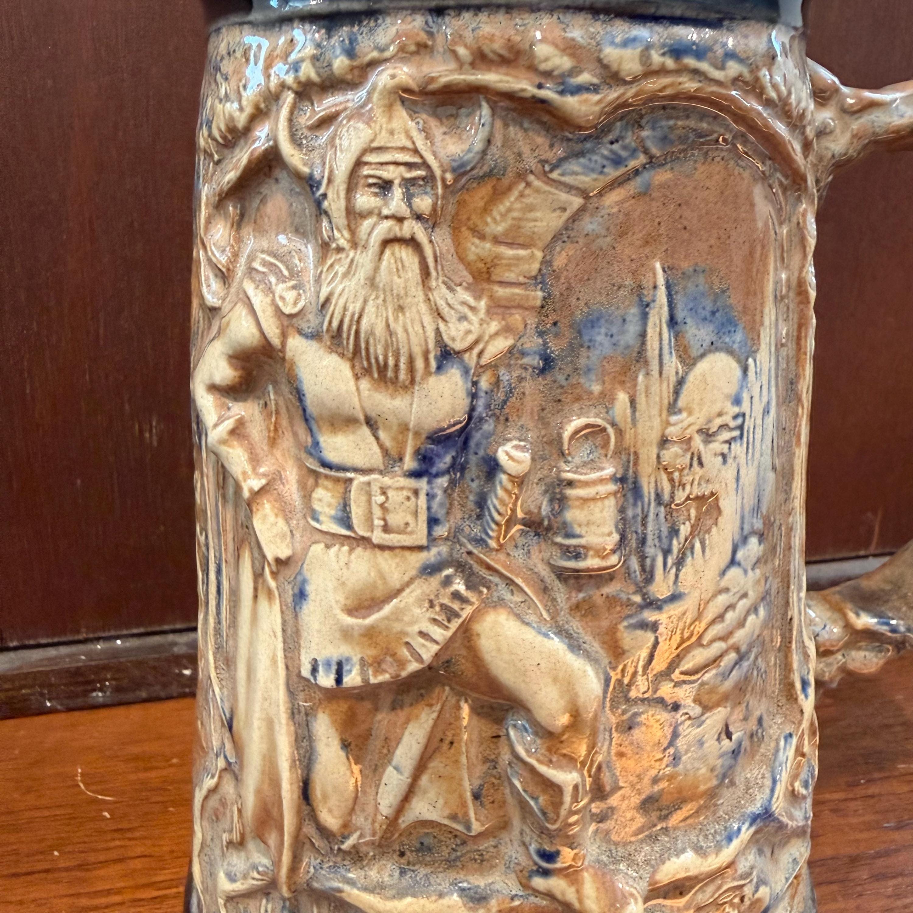 Viking Mug - Vintage Medieval Fantasy Ceramic Beer Stein Wizard Lid Viking Warrior Christmas Gift