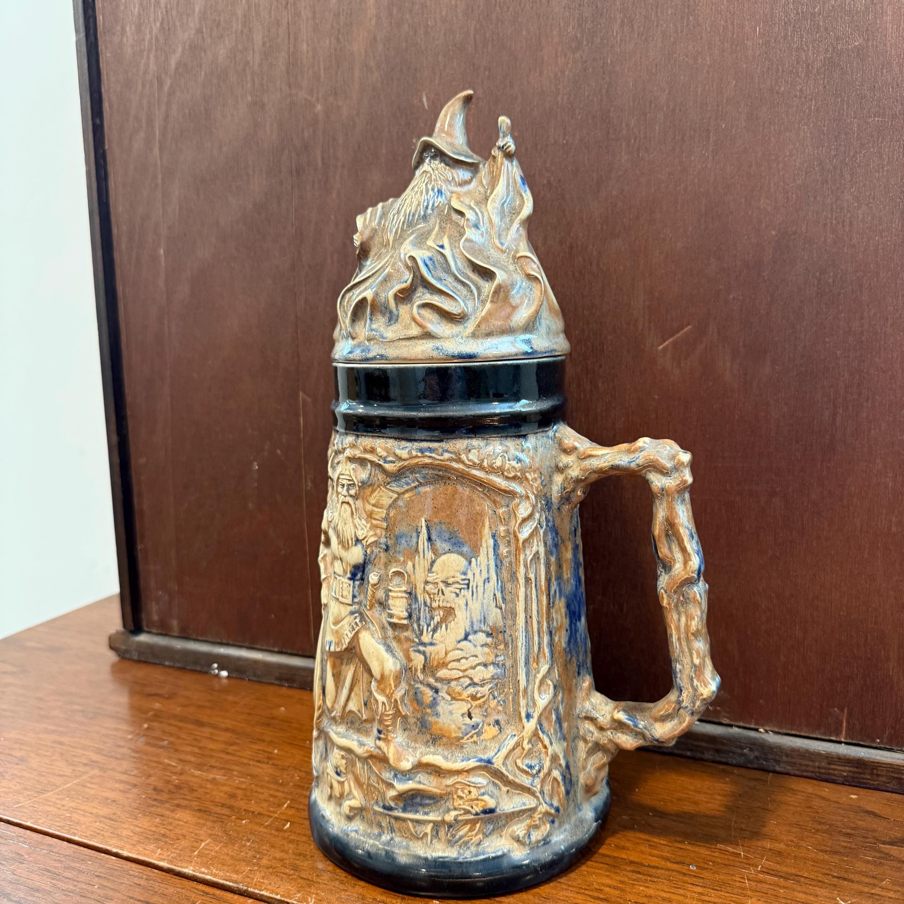 Viking Mug - Vintage Medieval Fantasy Ceramic Beer Stein Wizard Lid Viking Warrior Christmas Gift