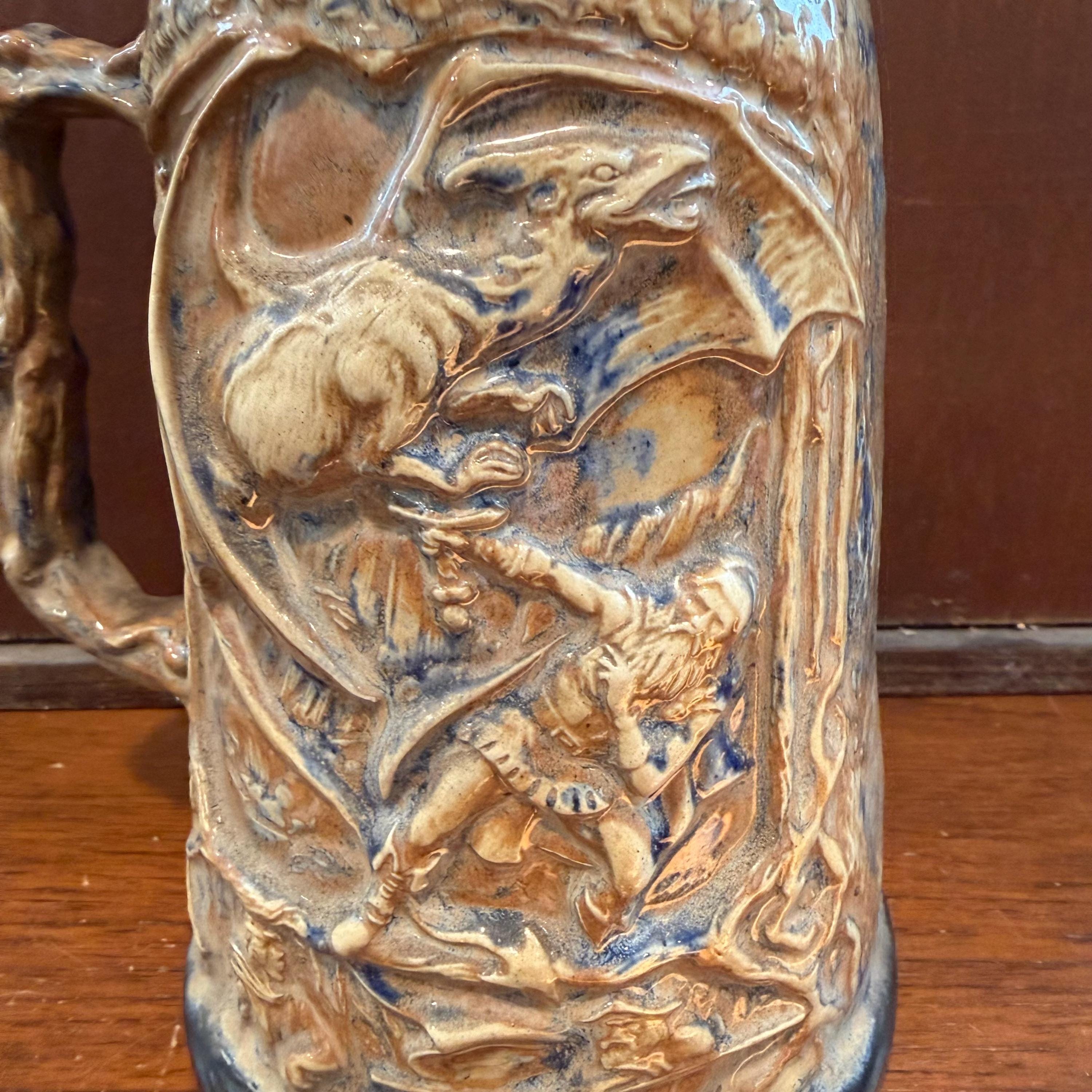 Viking Mug - Vintage Medieval Fantasy Ceramic Beer Stein Wizard Lid Viking Warrior Christmas Gift