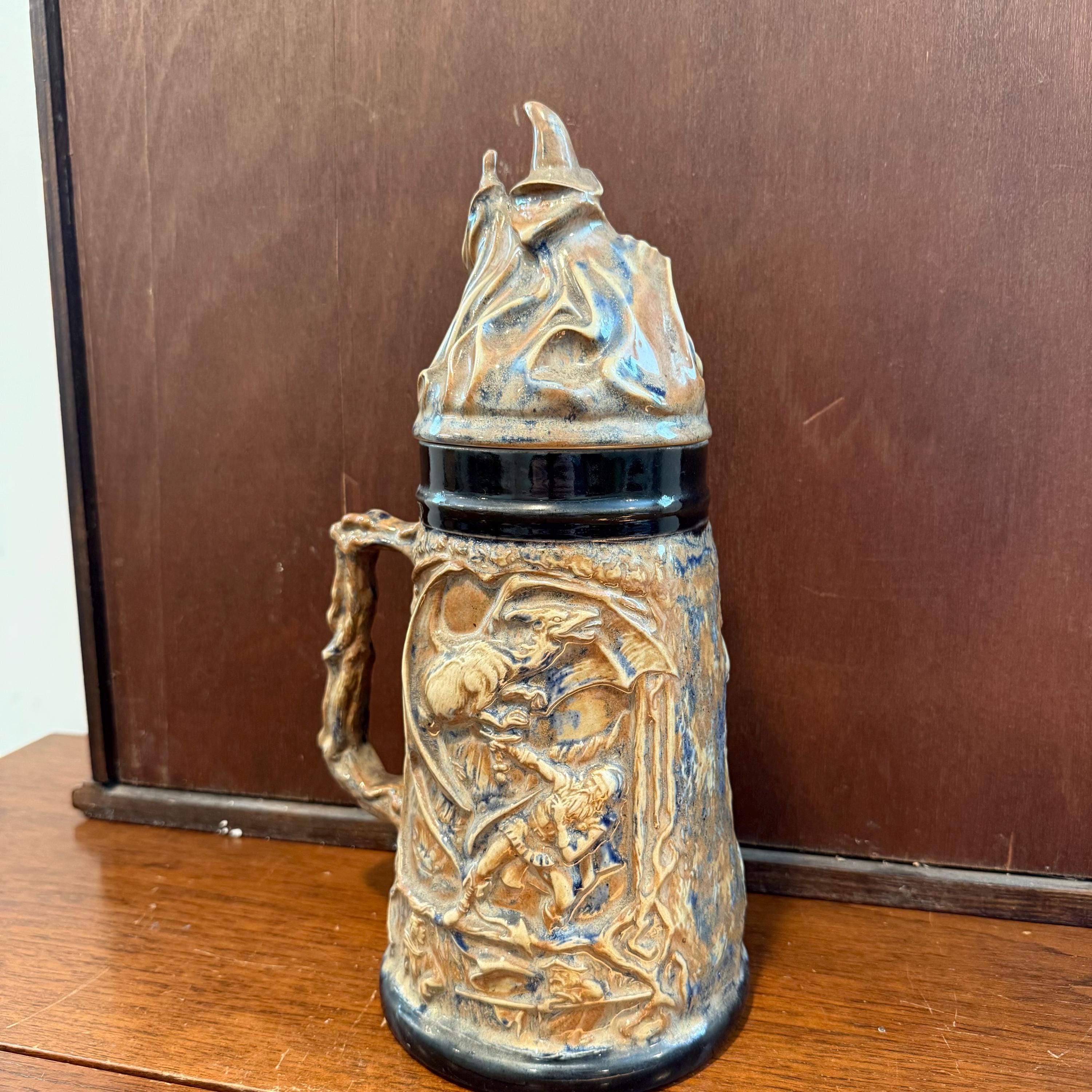 Viking Mug - Vintage Medieval Fantasy Ceramic Beer Stein Wizard Lid Viking Warrior Christmas Gift