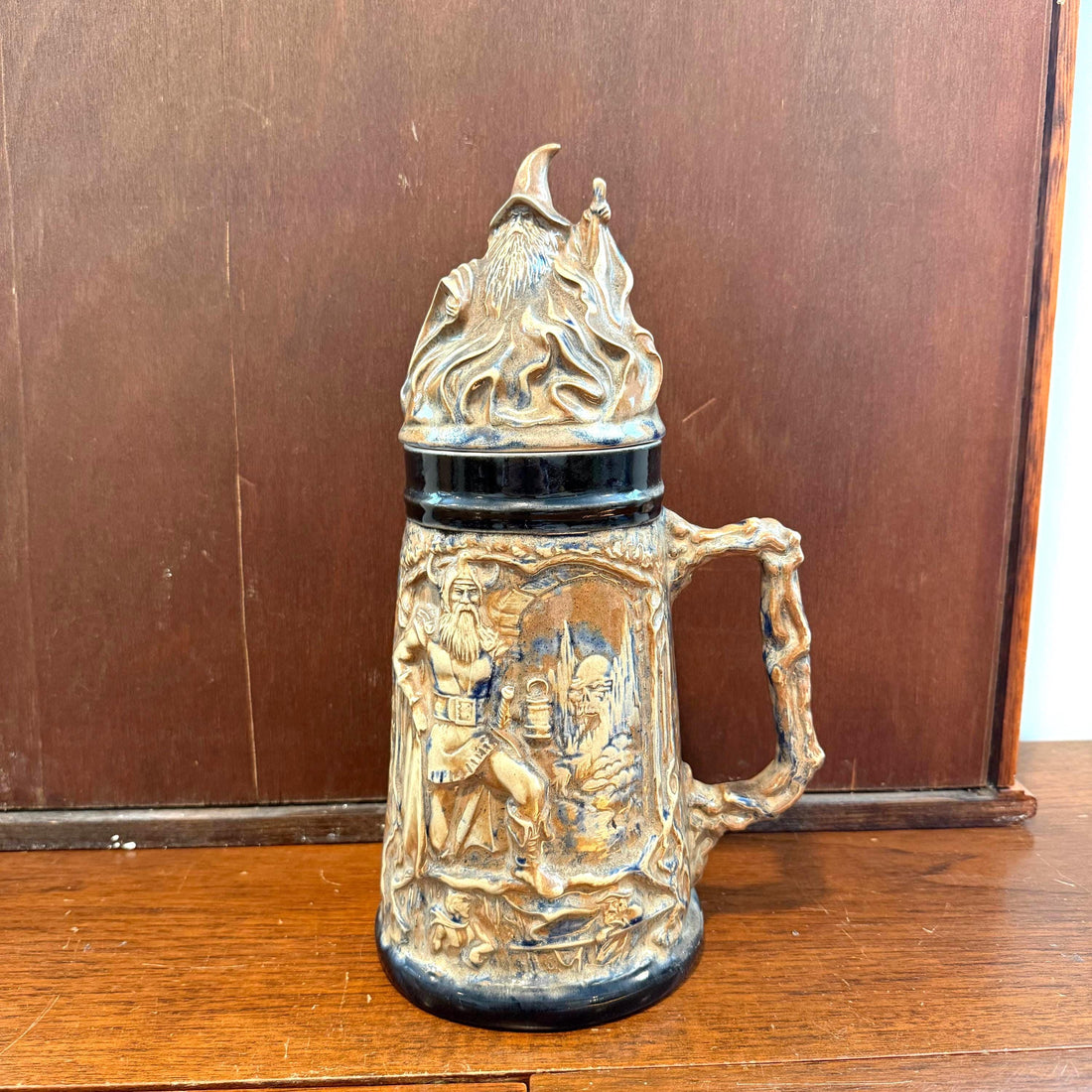 Viking Mug - Vintage Medieval Fantasy Ceramic Beer Stein Wizard Lid Viking Warrior Christmas Gift