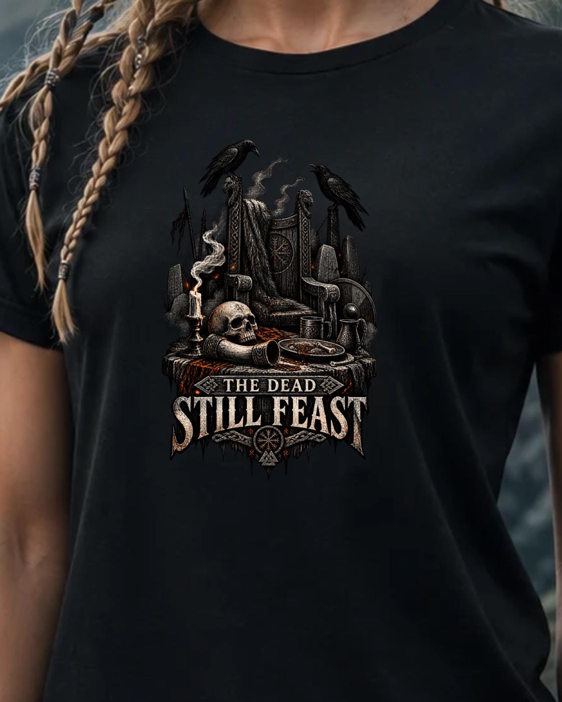 Viking Raven T-Shirt - Valhalla After Dark Viking Shirt, Norse Mythology T-Shirt, Raven Valhalla