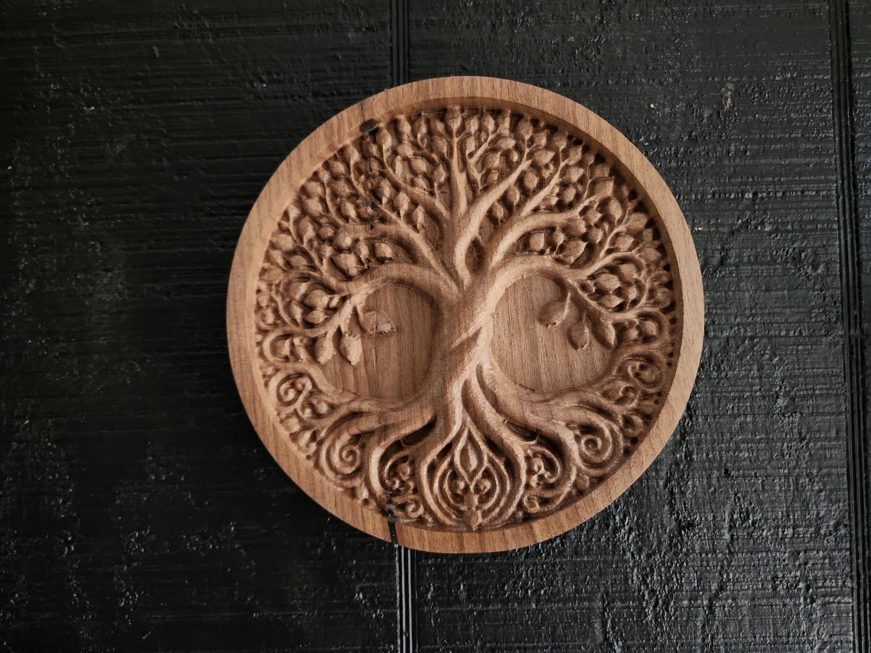 Viking Home Decor - Black Walnut Celtic Dragon Wood Carving – Norse Viking Wall Art